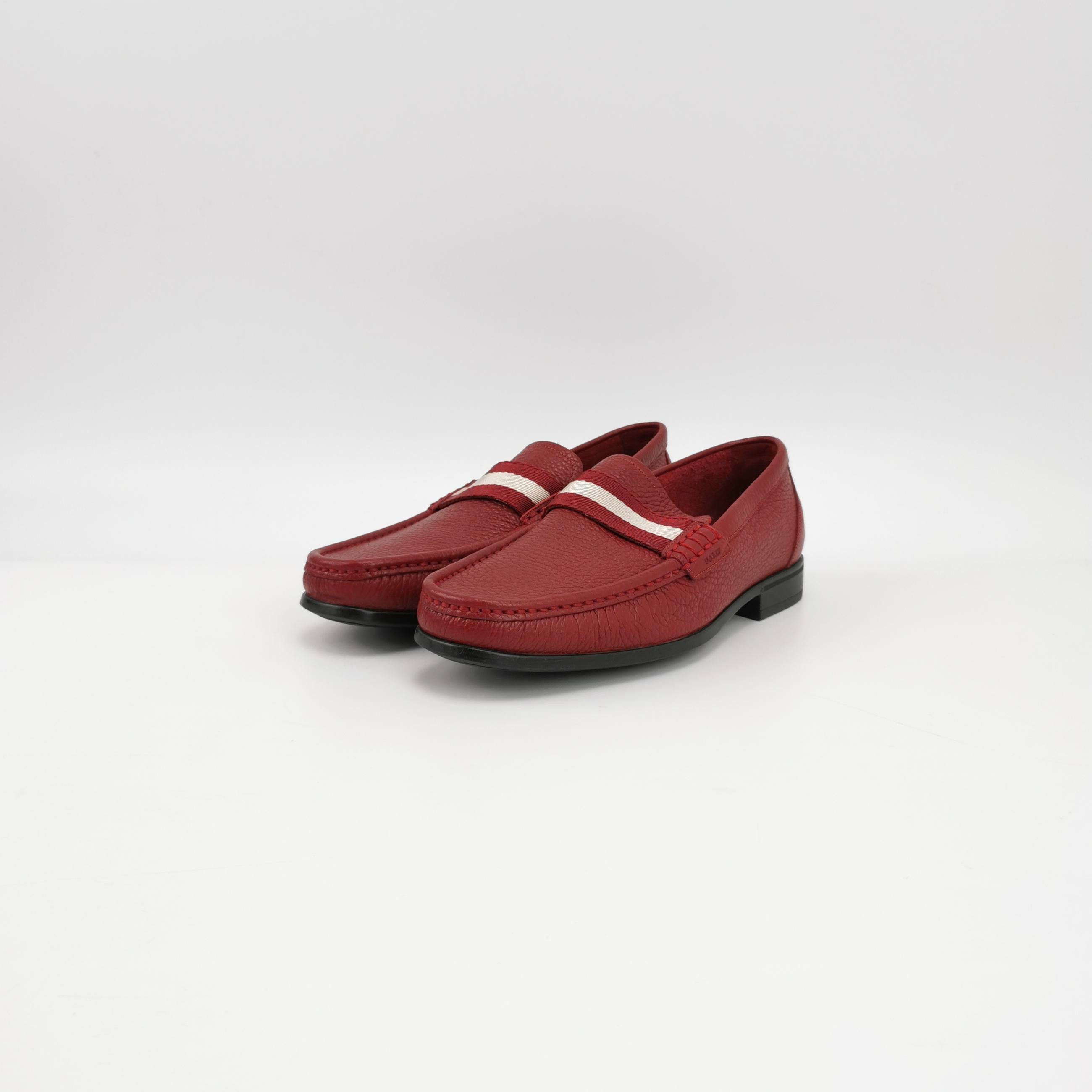 Bally Bally Red Pebbled Leather Striped Loafers 40.5 Size US 7 / EU 40 - 4 Thumbnail