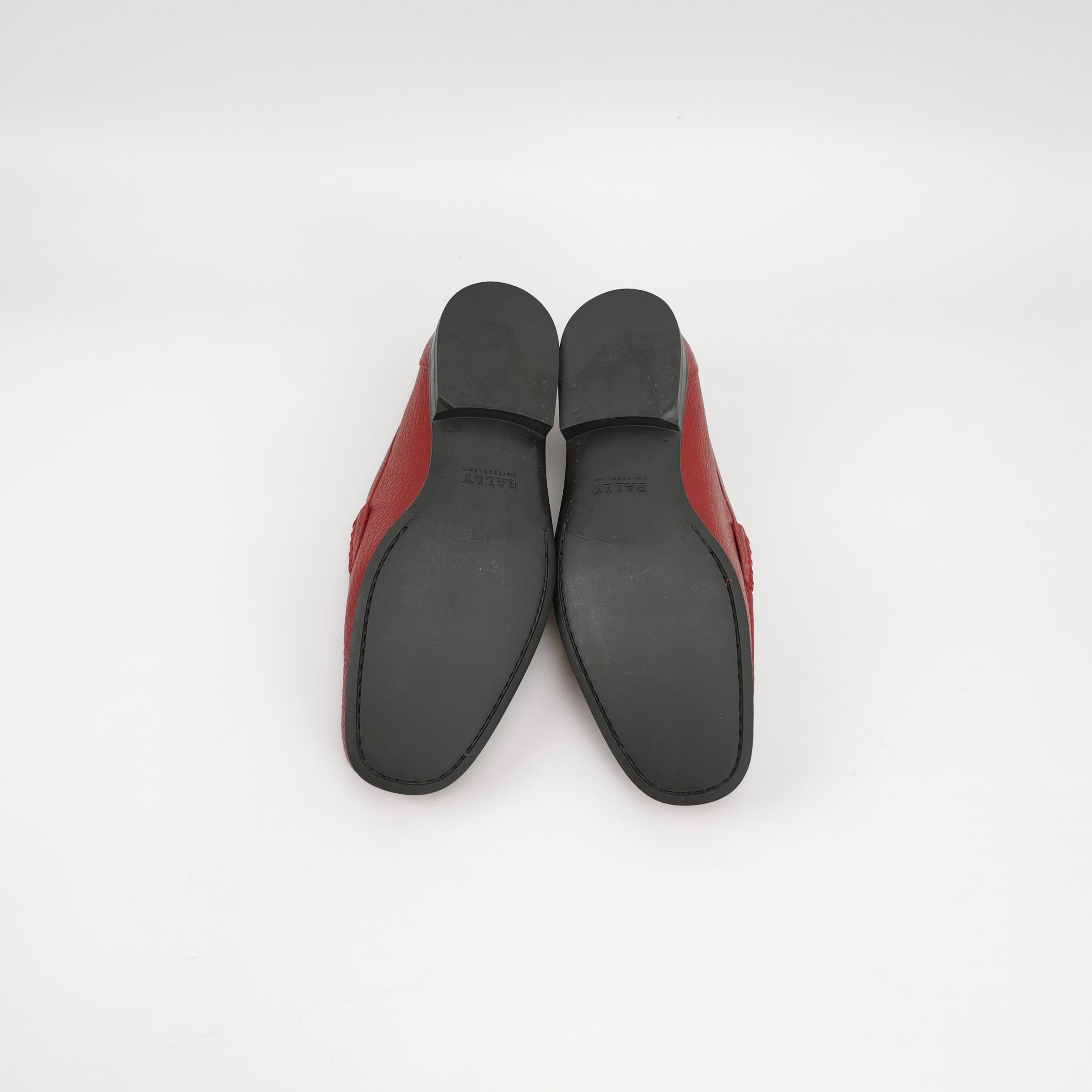 Bally Bally Red Pebbled Leather Striped Loafers 40.5 Size US 7 / EU 40 - 6 Thumbnail