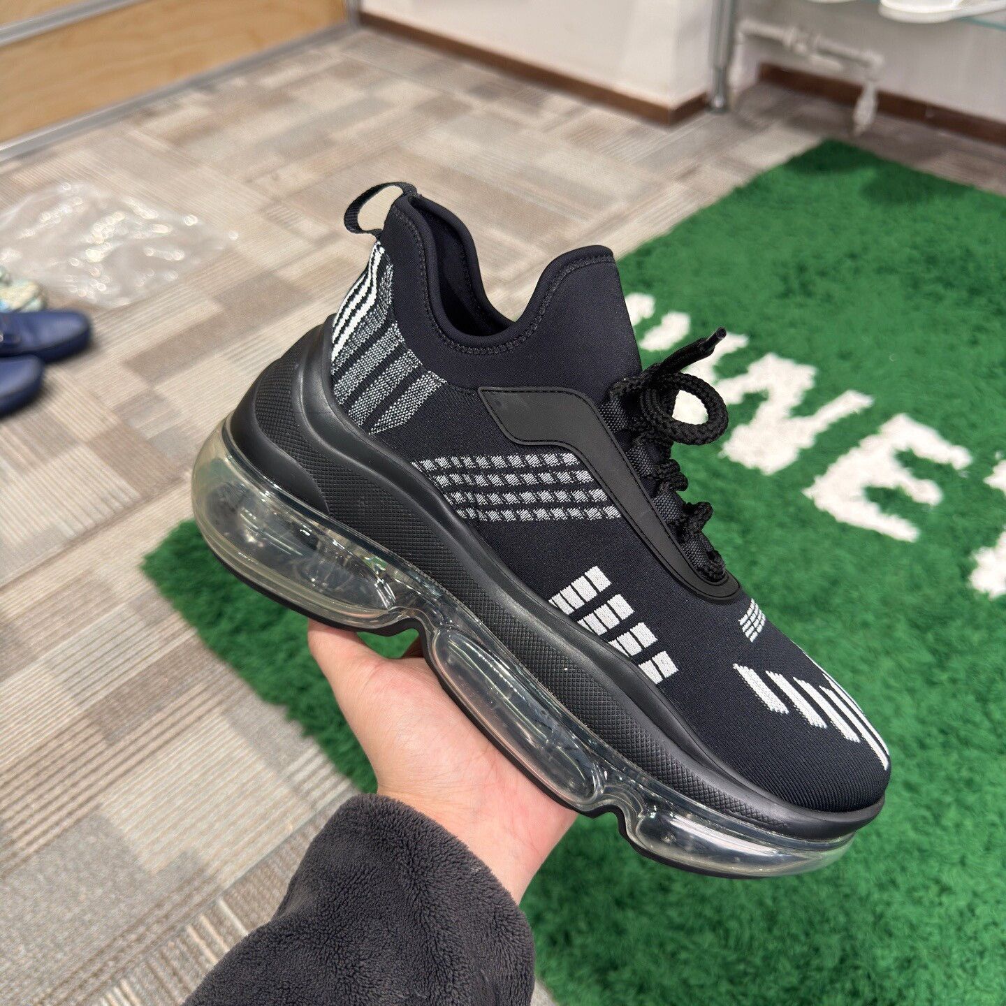 Prada Prada Knit Black Lowtop Sneakers us_7-5 Women Size US 7.5 / IT 37.5 - 3 Thumbnail