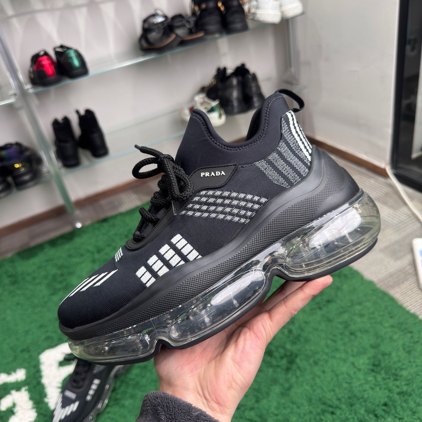 Prada Prada Knit Black Lowtop Sneakers us_7-5 Women Size US 7.5 / IT 37.5 - 2 Thumbnail