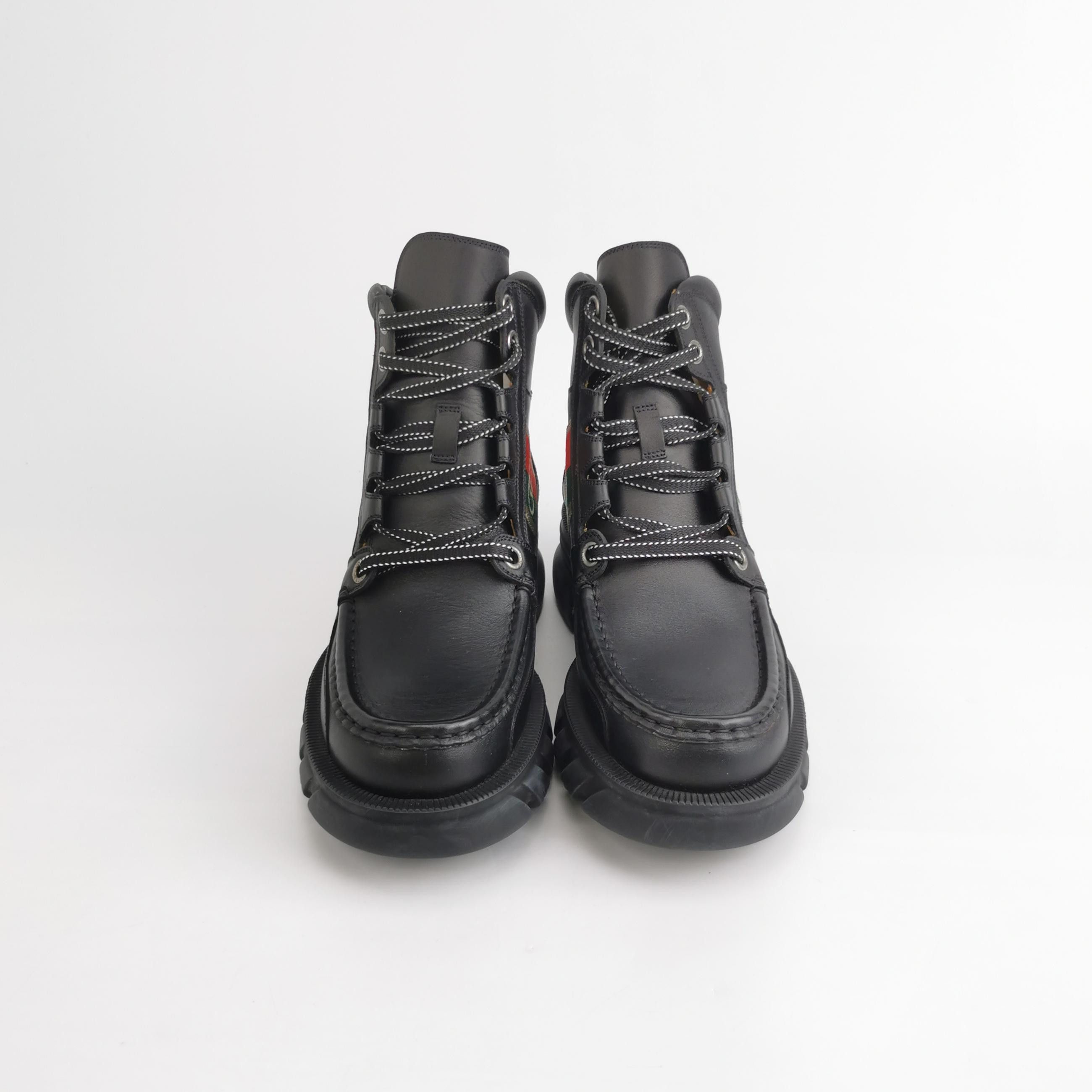 Gucci Gucci Interlocking G Web Leather Boots 38.5 Size US 8.5 / IT 38.5 - 4 Thumbnail