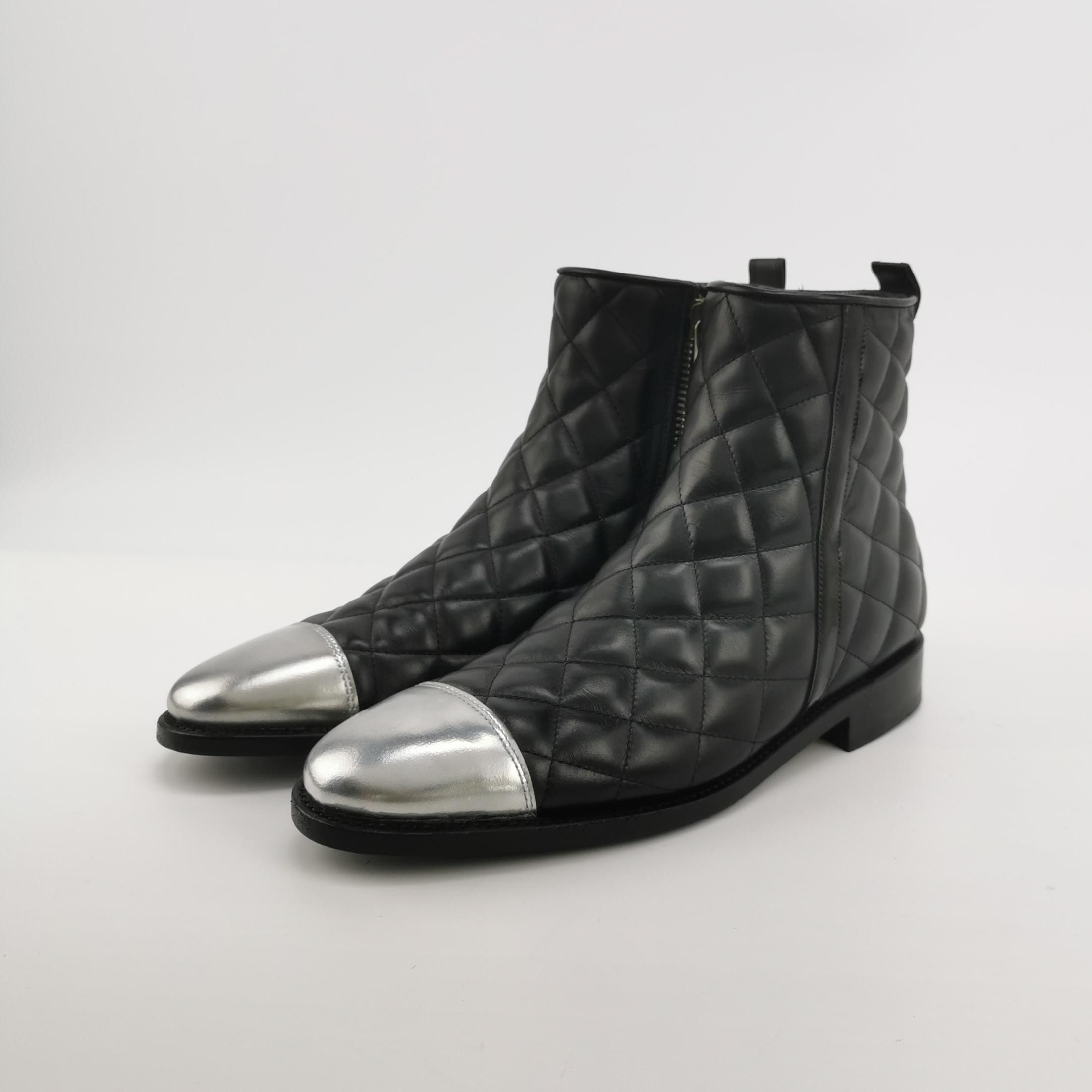 Balmain Balmain Quilted Silver Toe Leather Boots 40 Size US 7 / EU 40 - 3 Thumbnail