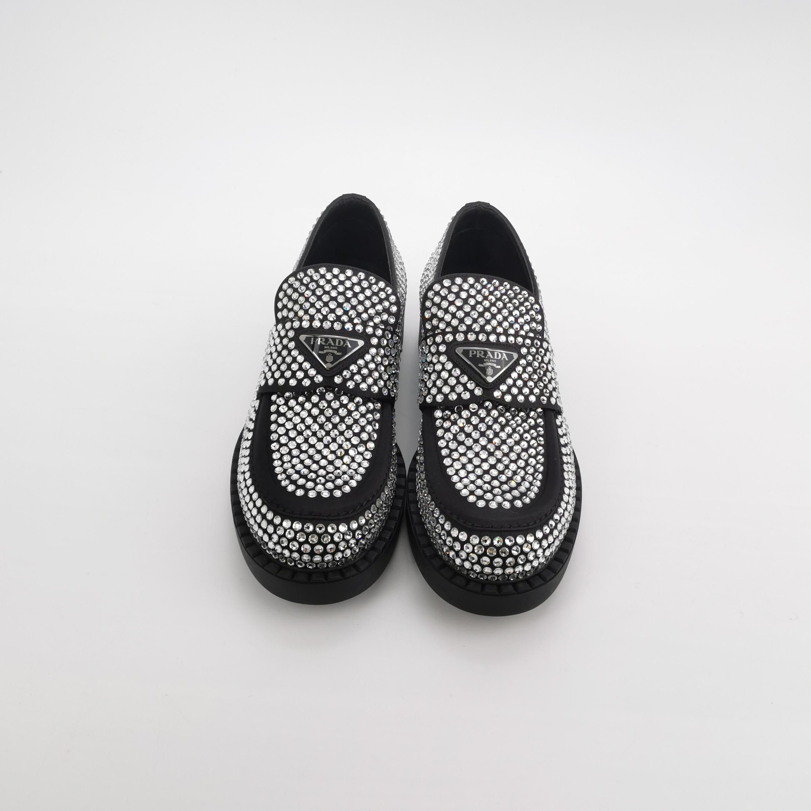 Prada Prada Crystal Triangle Logo Loafers EU 39 Size US 6 / EU 39 - 4 Thumbnail