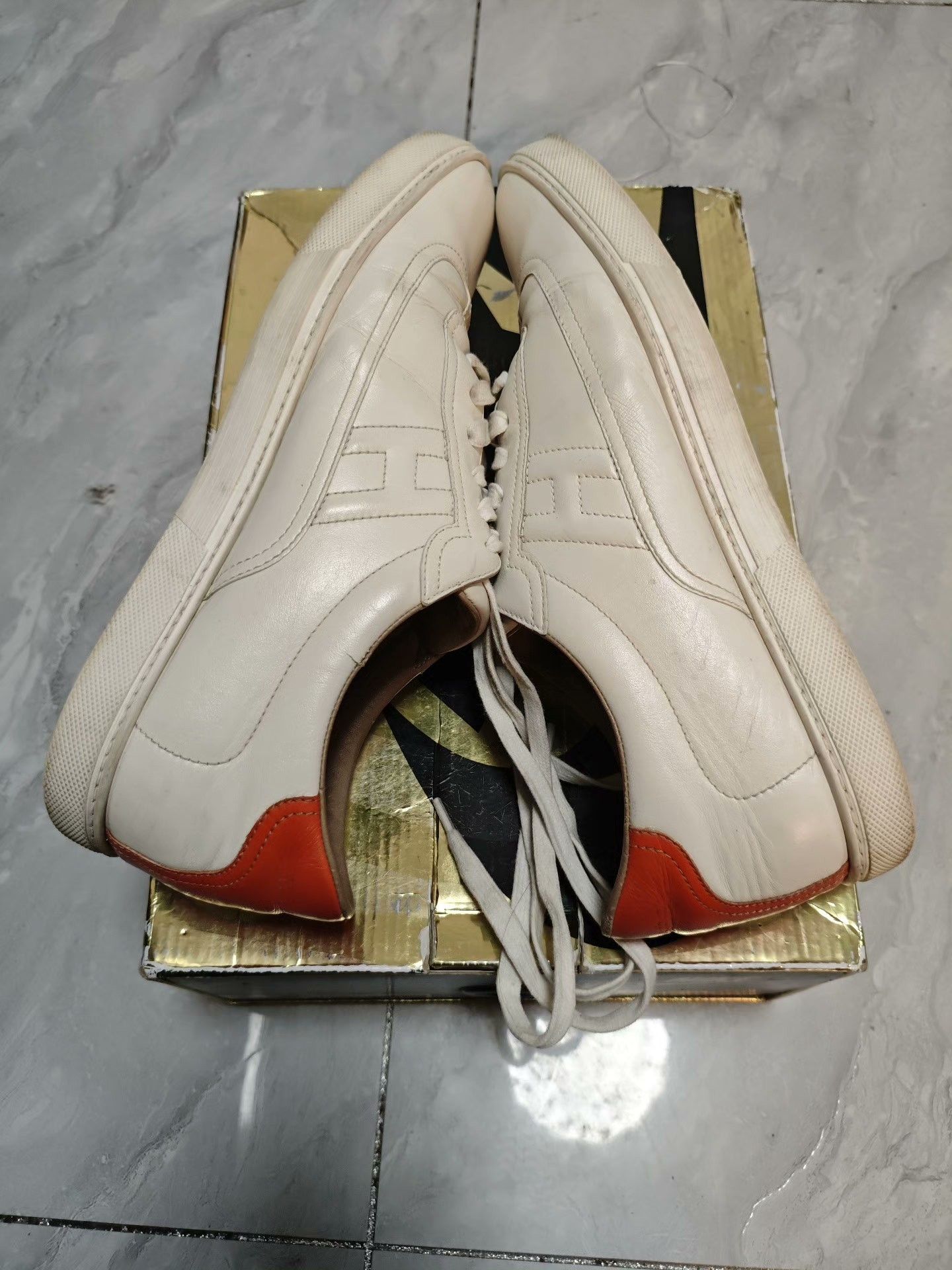 Hermes Hermes Leather Orange Lowtop Sneakers 9 Men Size US 9 / EU 42 - 4 Thumbnail
