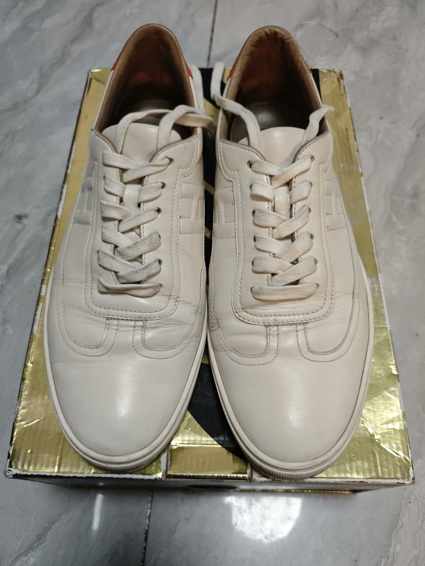 Hermes Hermes Leather Orange Lowtop Sneakers 9 Men Size US 9 / EU 42 - 2 Thumbnail