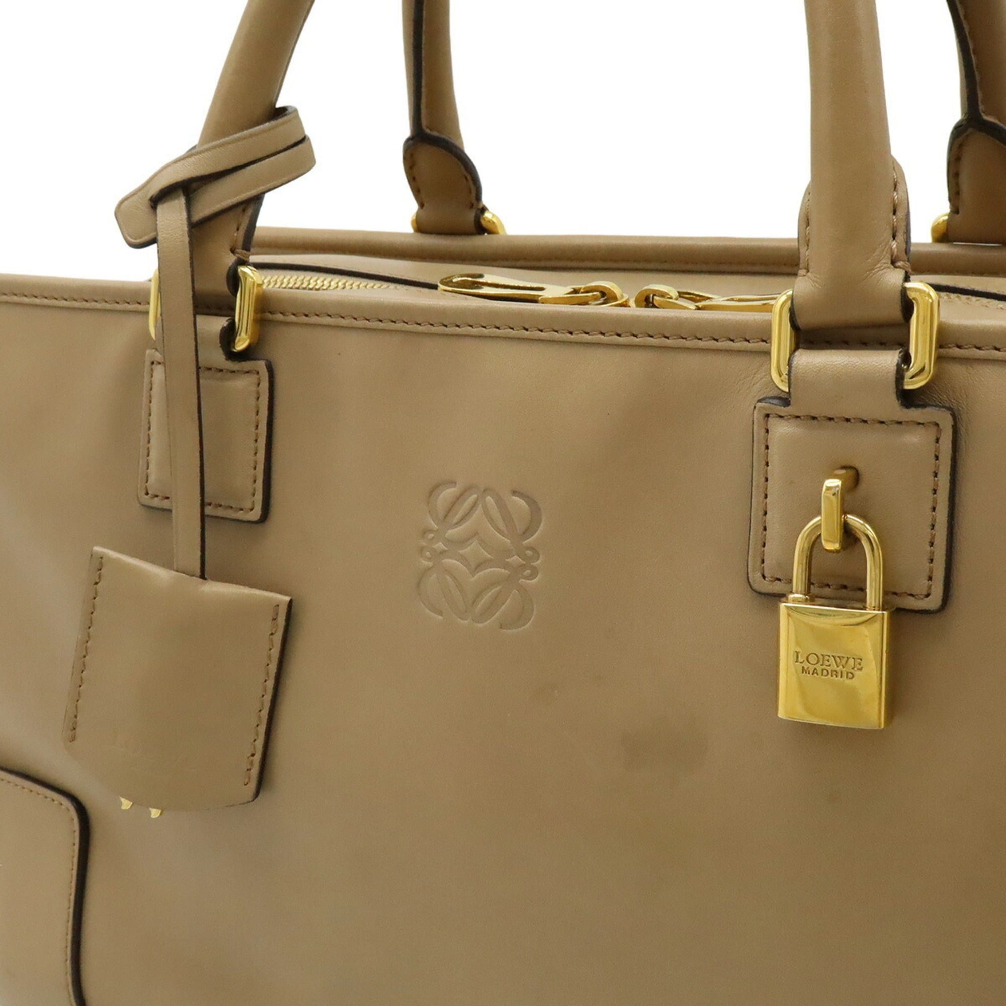 Loewe LOEWE Amazona 36 Anagram Handbag, Leather, Beige Size ONE SIZE - 10 Thumbnail