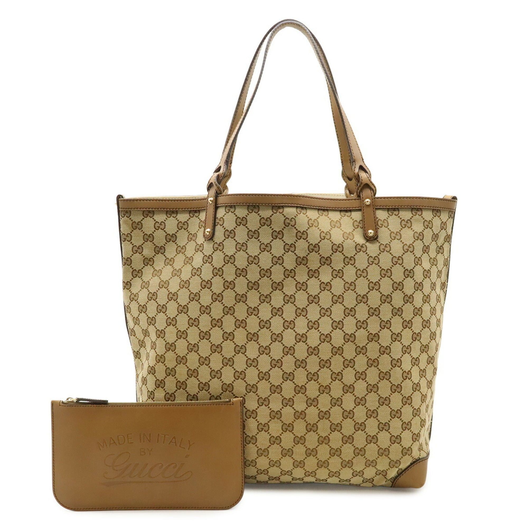 Gucci GUCCI GG Canvas Tote Bag, Large Shoulder Leather, Light Brown, 247220 Size ONE SIZE - 2 Thumbnail