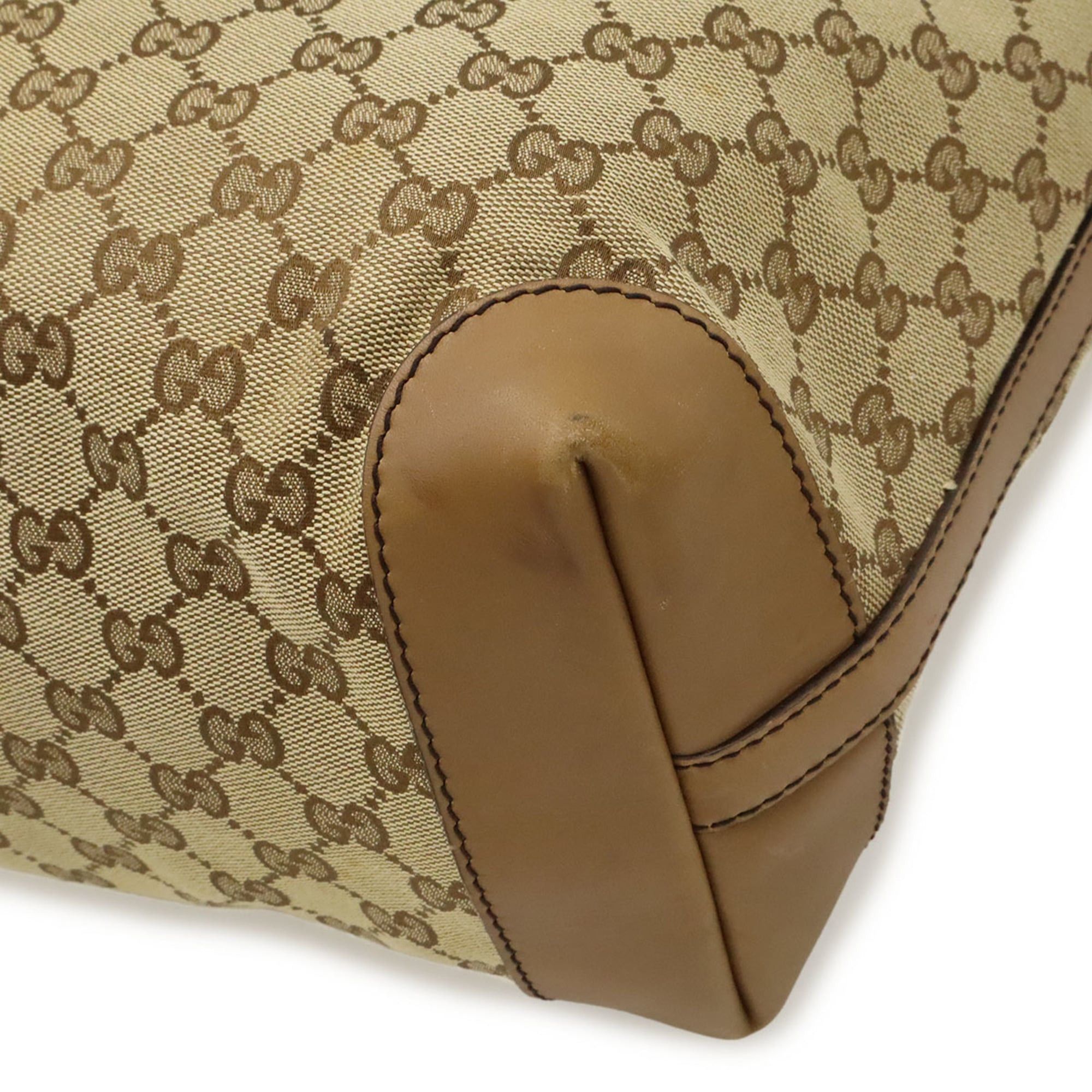 Gucci GUCCI GG Canvas Tote Bag, Large Shoulder Leather, Light Brown, 247220 Size ONE SIZE - 4 Thumbnail
