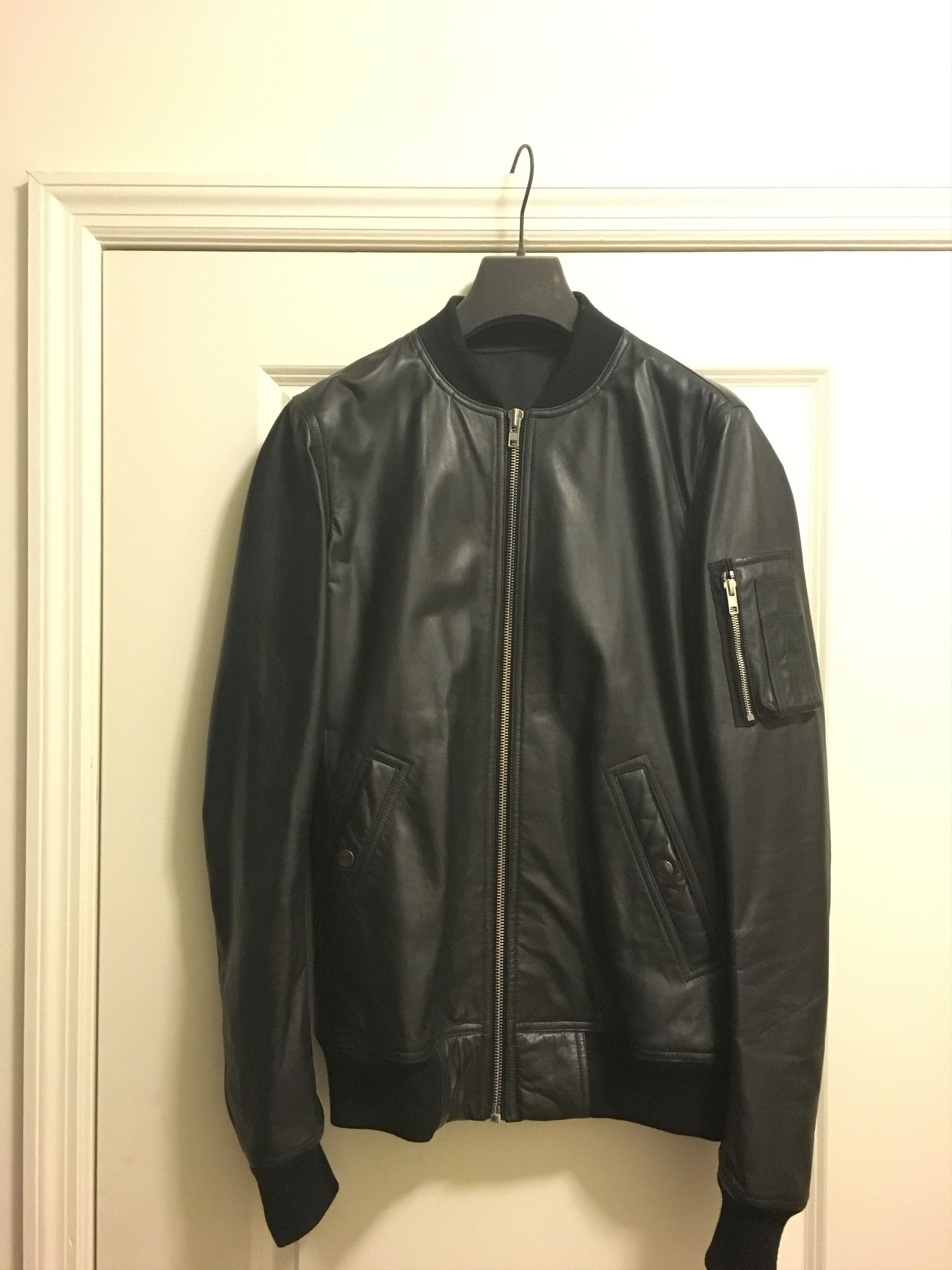 * Rick Owens leather flight MA-1 jacket sz 50.