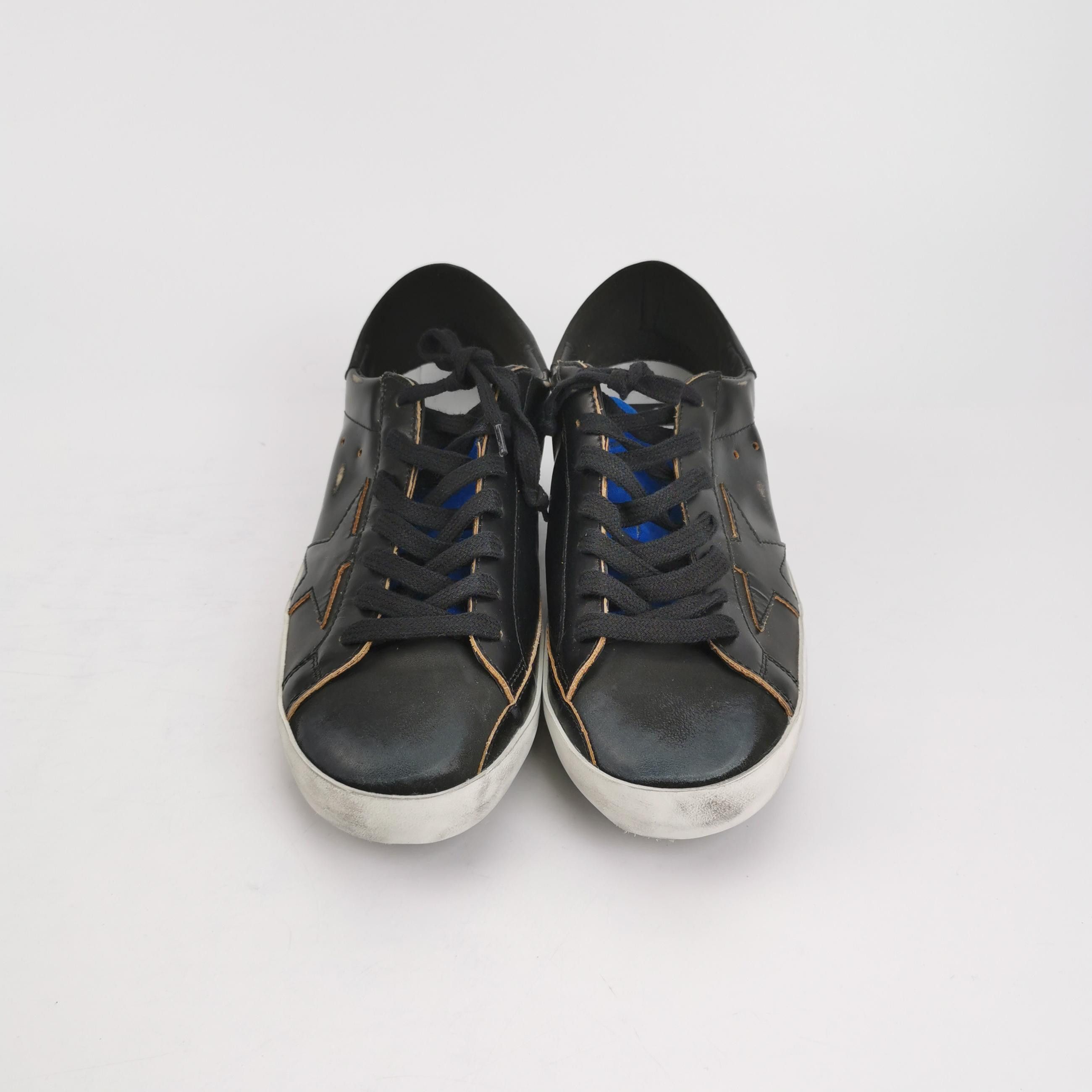 Golden Goose Golden Goose Super-Star Black Leather Sneakers 40 Size US 7 / EU 40 - 4 Thumbnail