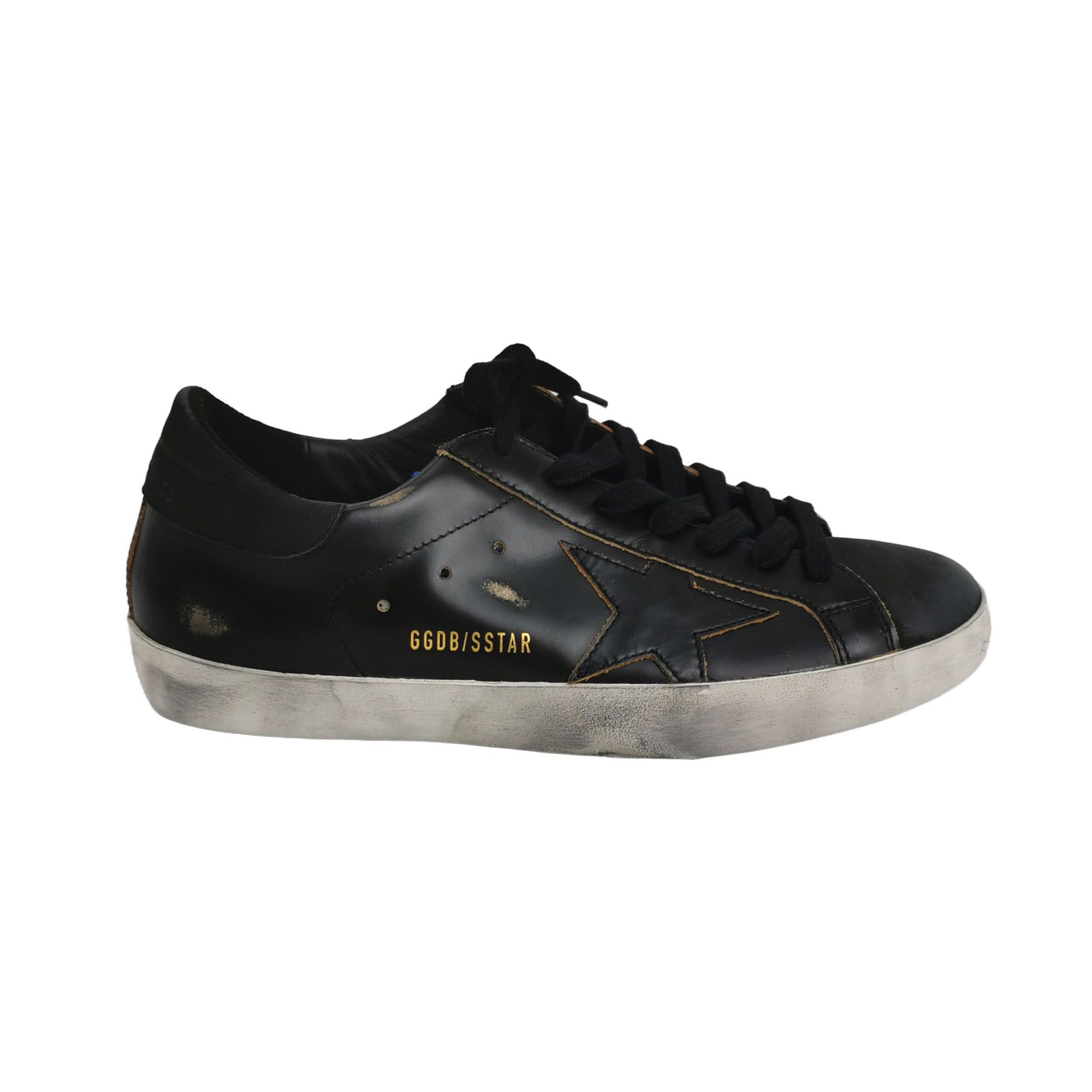 Golden Goose Golden Goose Super-Star Black Leather Sneakers 40 Size US 7 / EU 40 - 2 Thumbnail