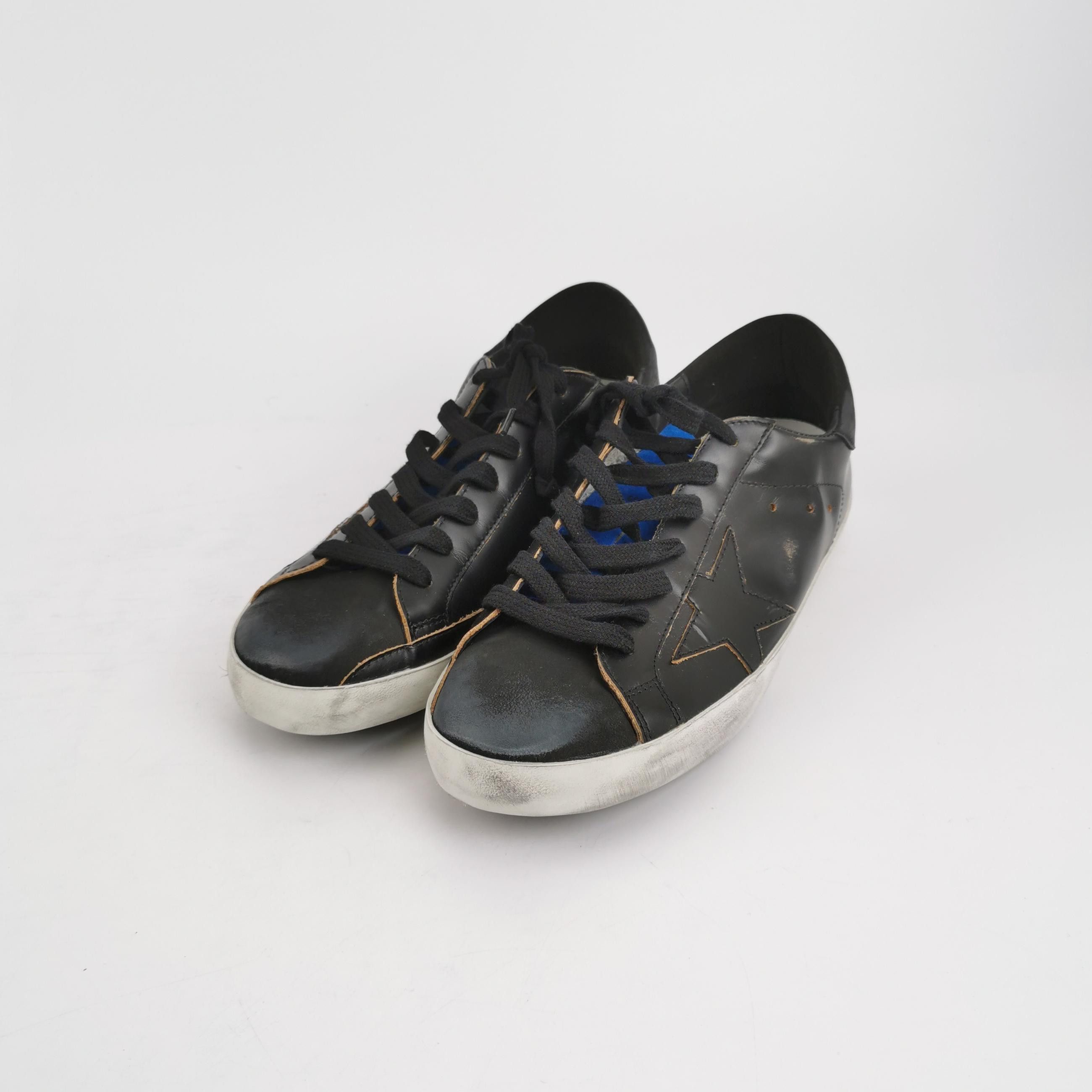 Golden Goose Golden Goose Super-Star Black Leather Sneakers 40 Size US 7 / EU 40 - 3 Thumbnail