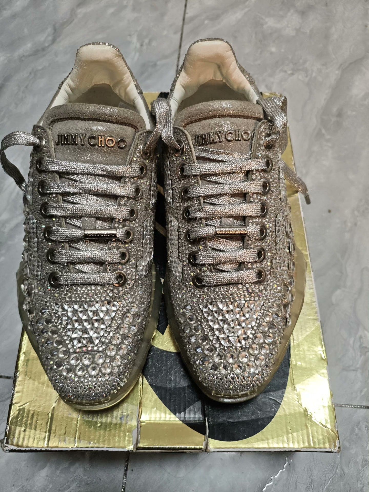 Jimmy Choo Jimmy Choo Suede Silver Lowtop Sneakers us_8 Women Size US 8 / IT 38 - 2 Thumbnail