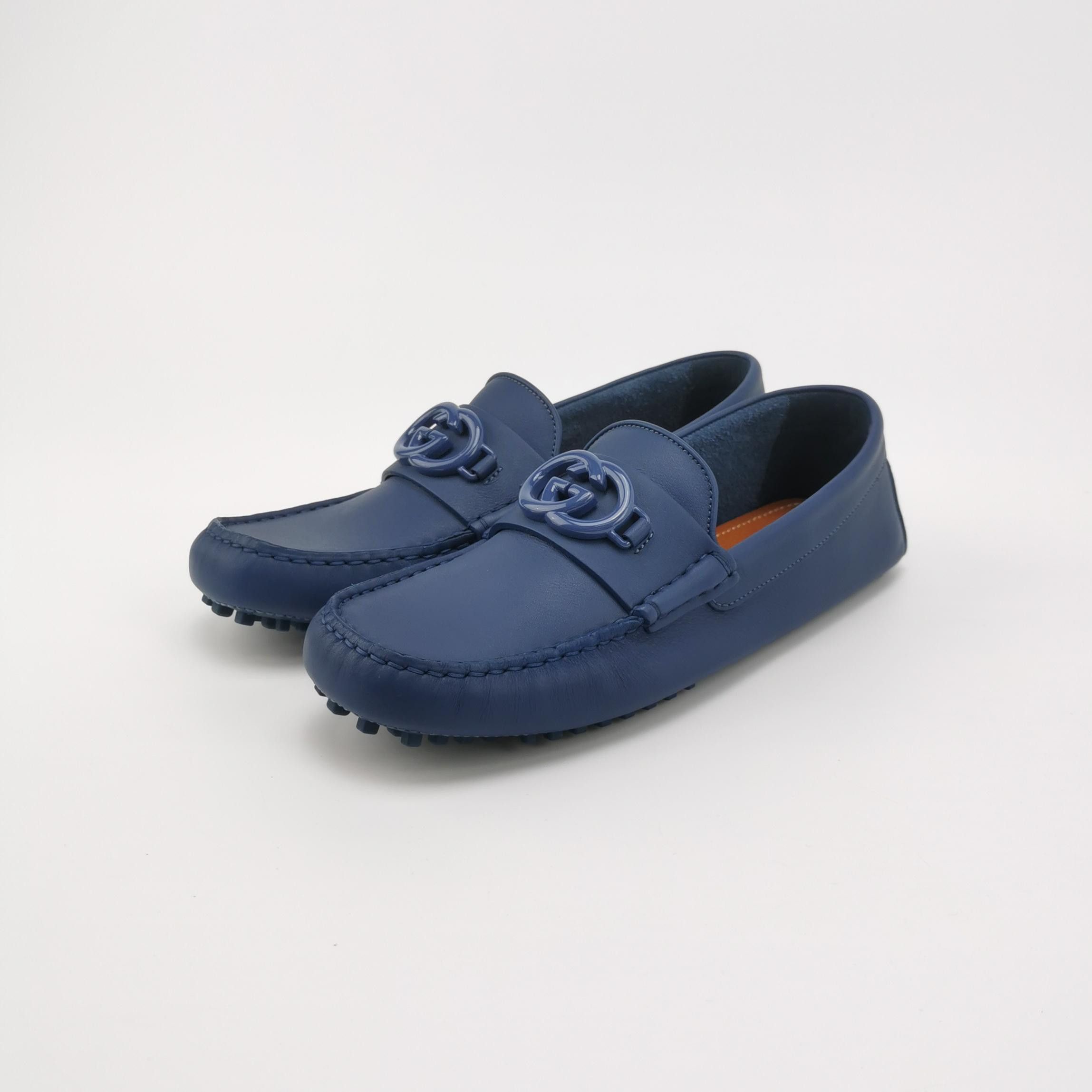 Gucci Gucci Blue Leather Interlocking G Loafers 40 Size US 7 / EU 40 - 3 Thumbnail