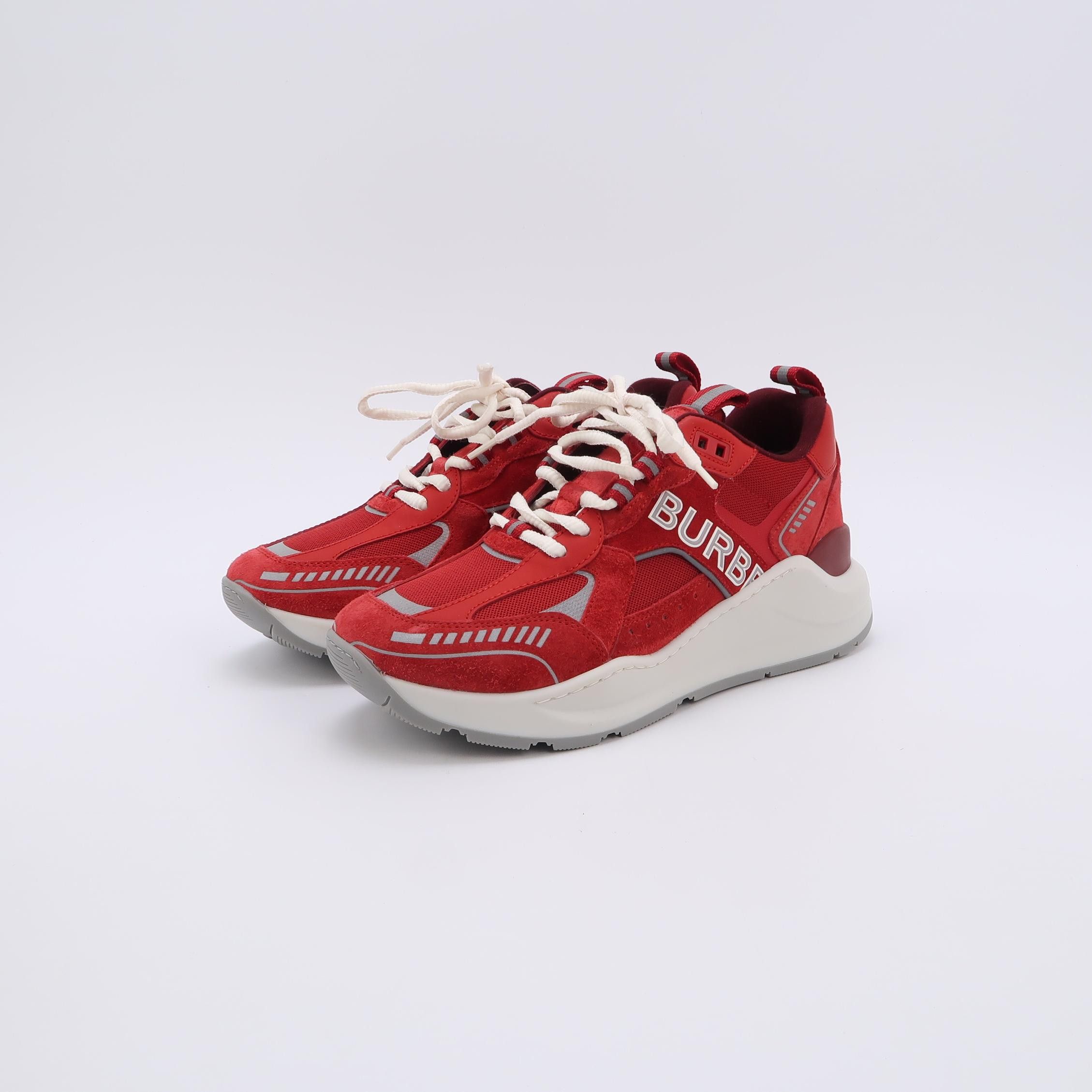 Burberry Burberry Red Suede Panel Sneakers 39 Size US 6 / EU 39 - 3 Thumbnail