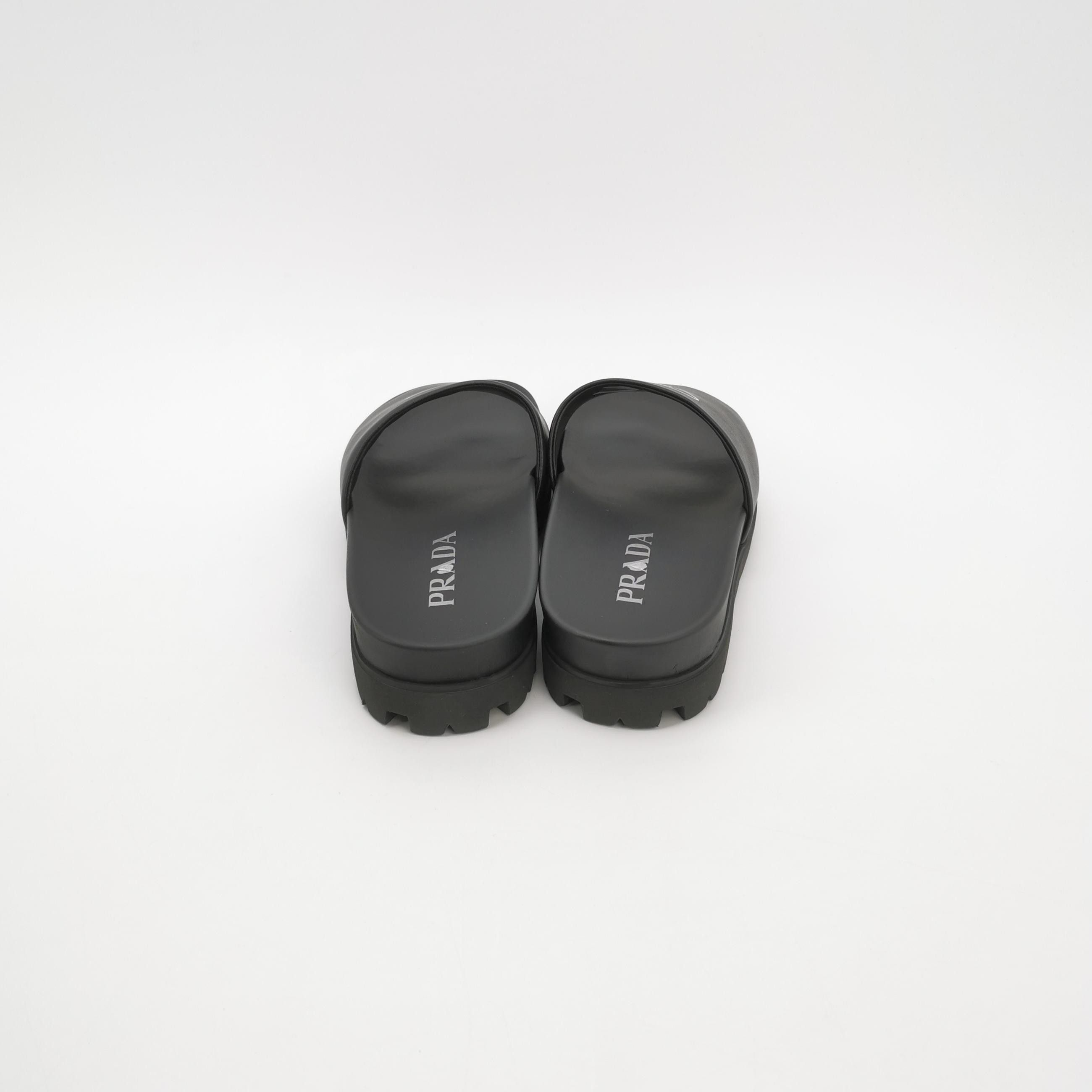 Prada Prada Triangle Logo Leather Slides Size 40 Size US 7 / EU 40 - 5 Thumbnail
