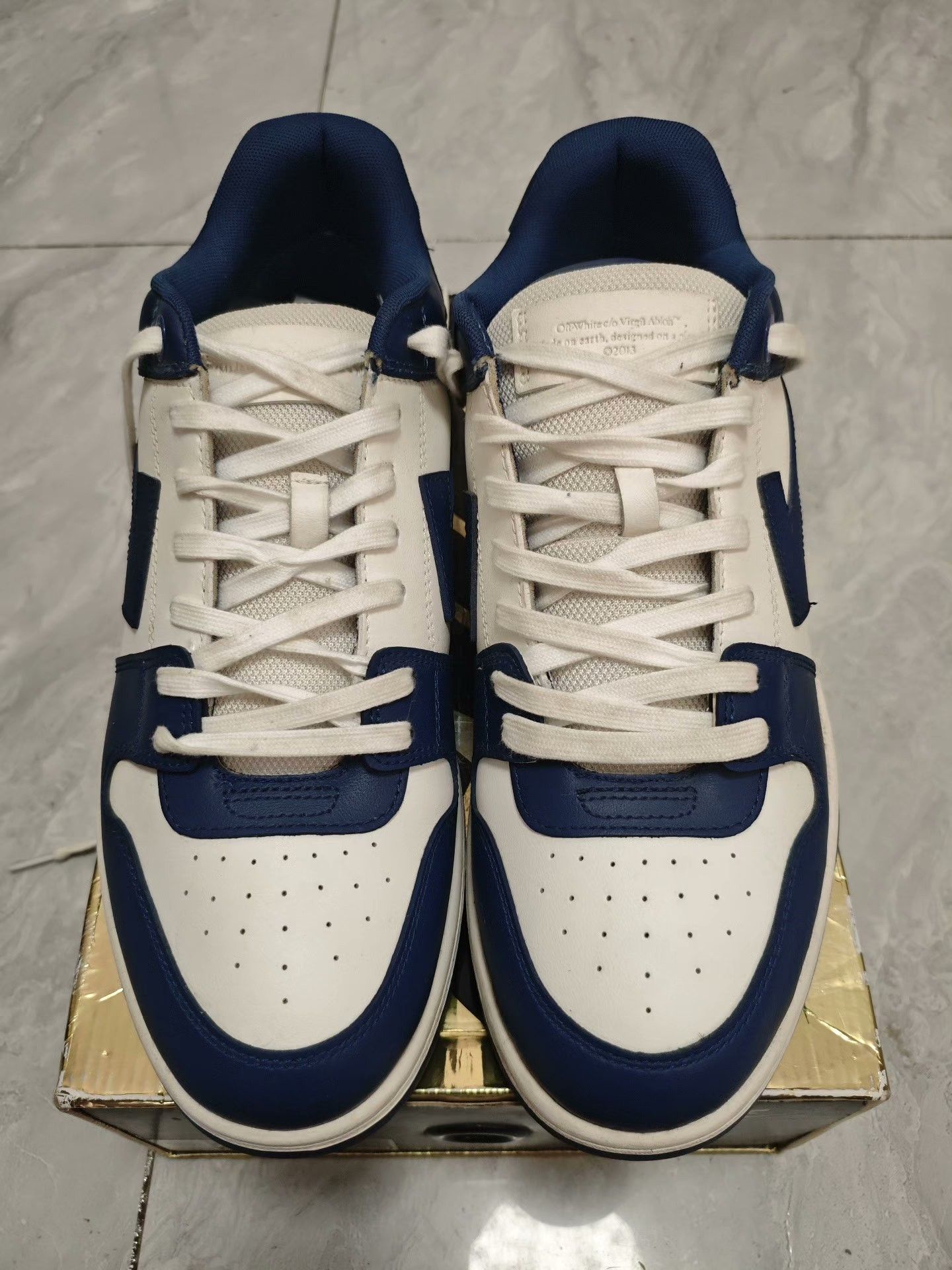 Off-White Off-White Leather Blue Lowtop Sneakers 14 Men Size US 14 / EU 47 - 2 Thumbnail
