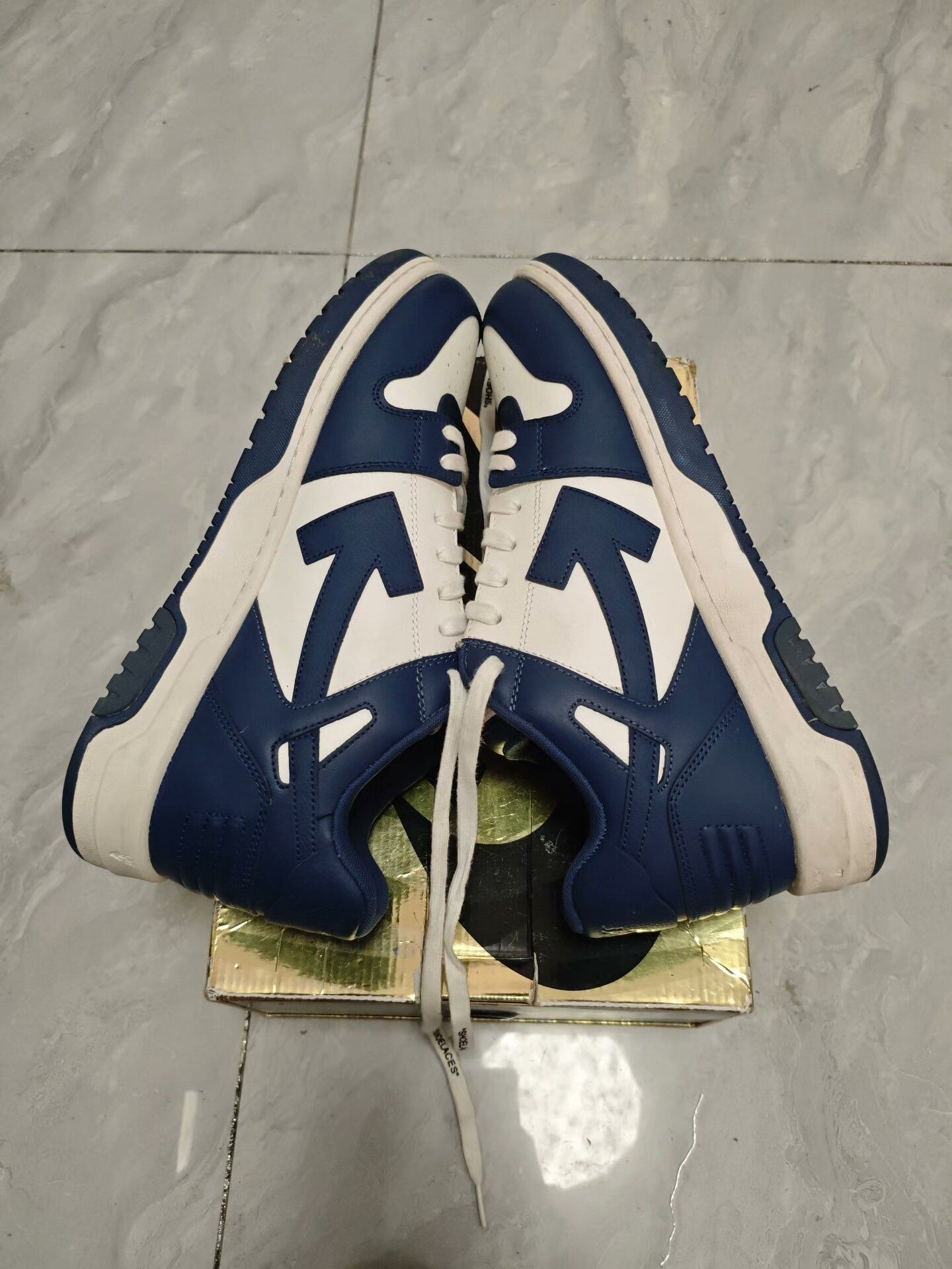 Off-White Off-White Leather Blue Lowtop Sneakers 14 Men Size US 14 / EU 47 - 4 Thumbnail