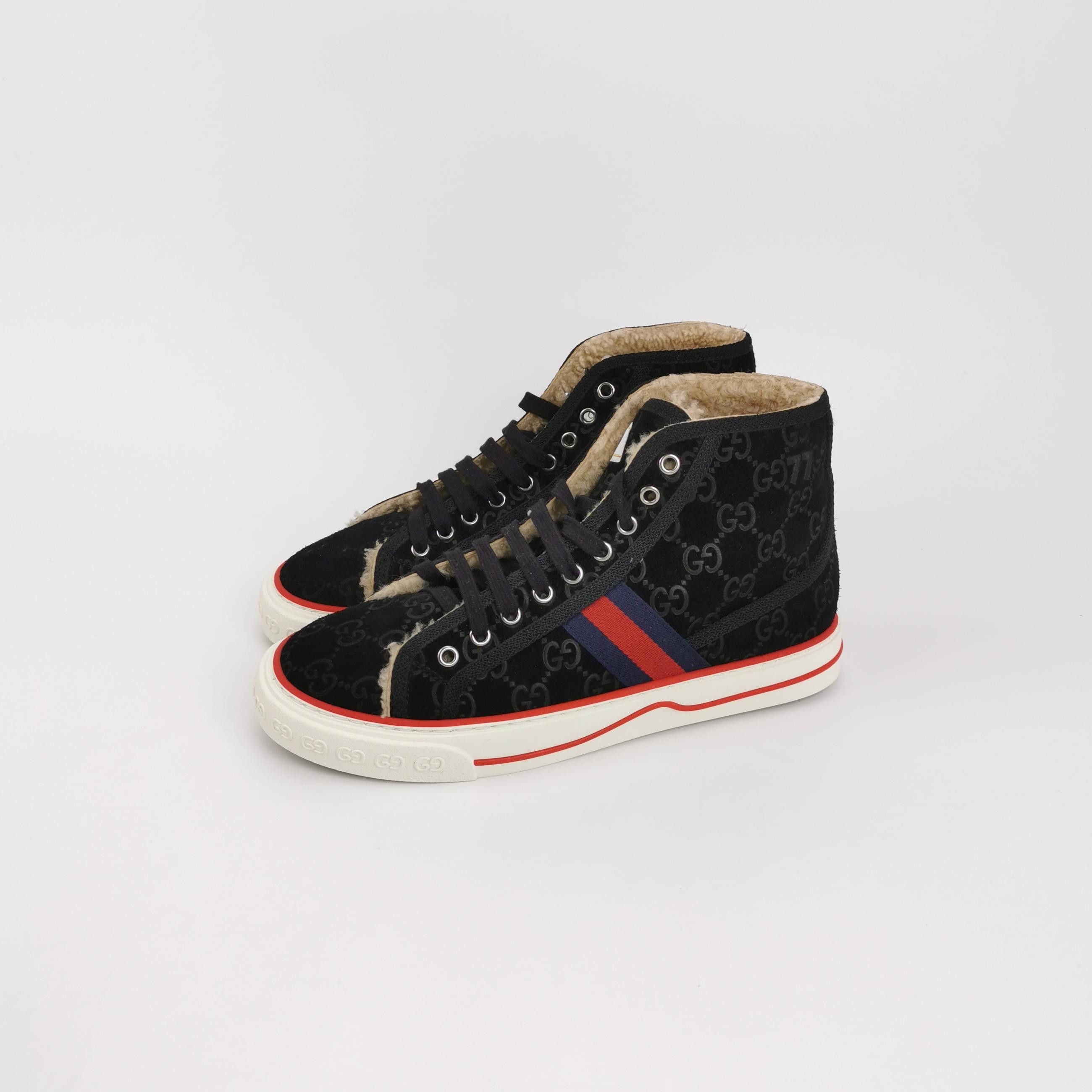 Gucci Gucci Tennis 1977 GG Suede High-Top Sneakers 38.5 Size US 8.5 / IT 38.5 - 3 Thumbnail