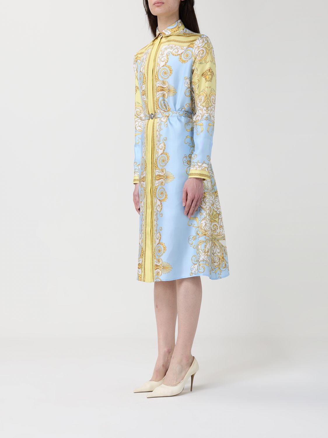 Versace Versace Dress Woman Yellow Size L / US 10 / IT 46 - 3 Thumbnail