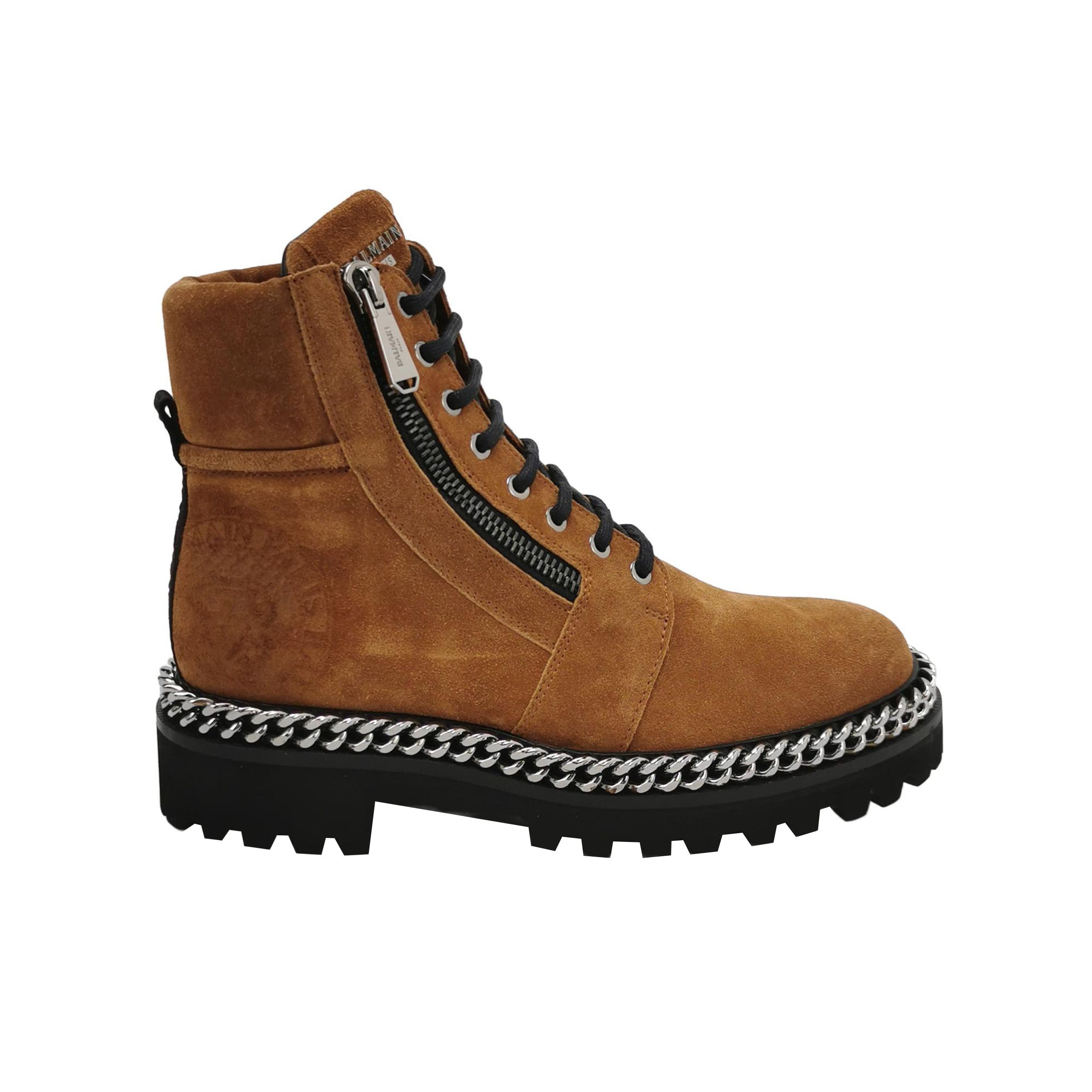 Balmain Balmain Chain Trim Suede Combat Boots Size 40 Size US 7 / EU 40 - 2 Thumbnail