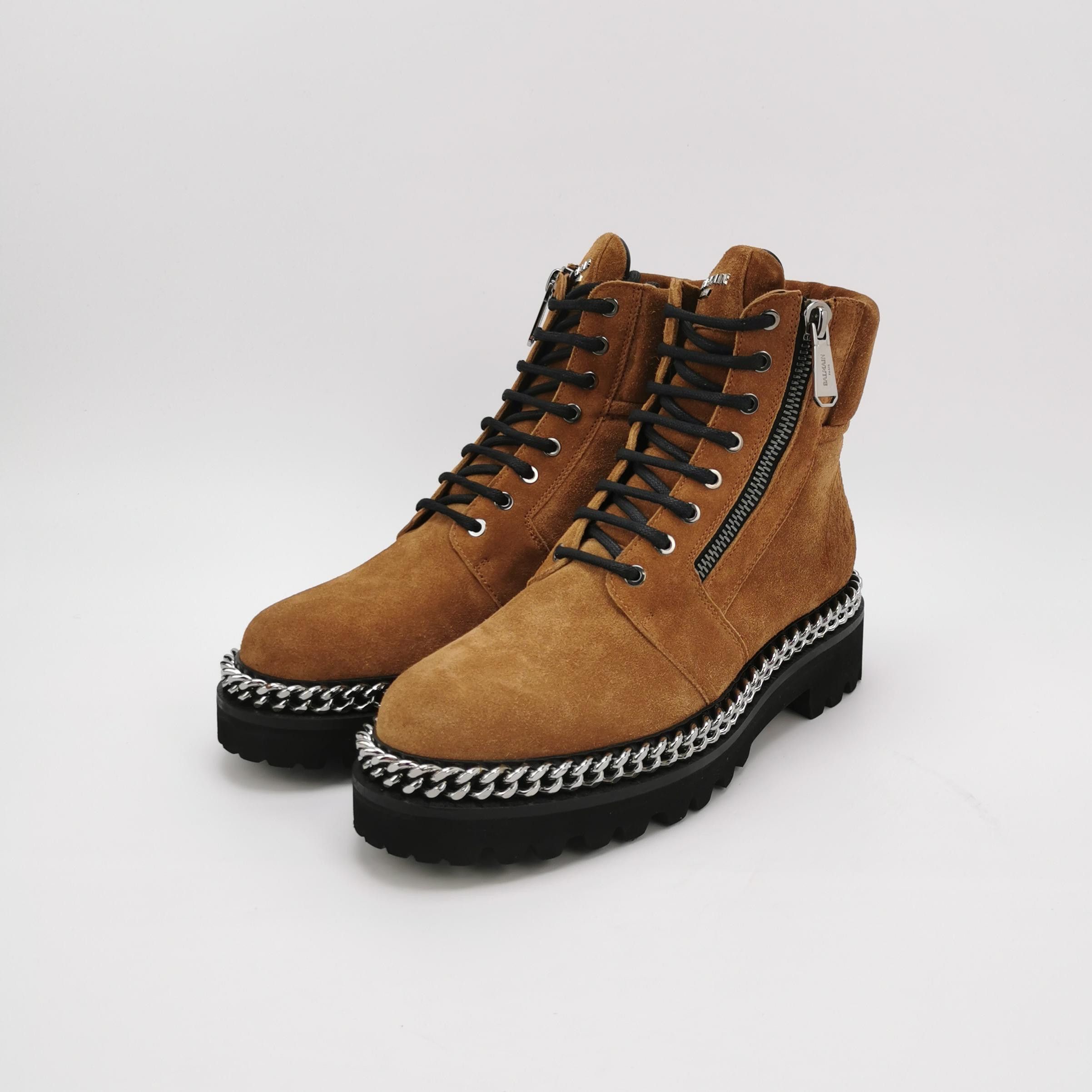 Balmain Balmain Chain Trim Suede Combat Boots Size 40 Size US 7 / EU 40 - 3 Thumbnail