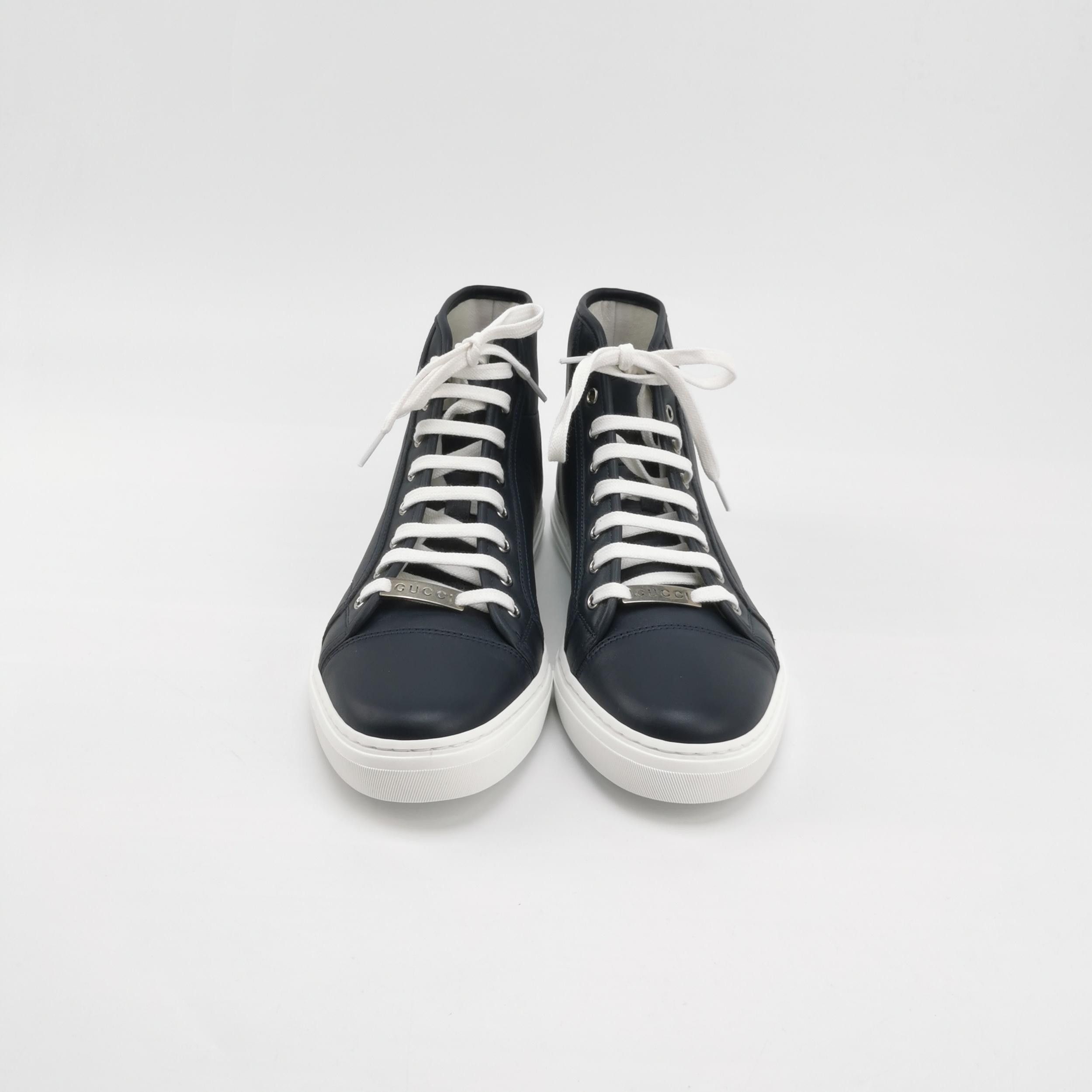 Gucci Gucci Navy Leather High-Top Sneakers 8G Size US 9 / EU 42 - 4 Thumbnail