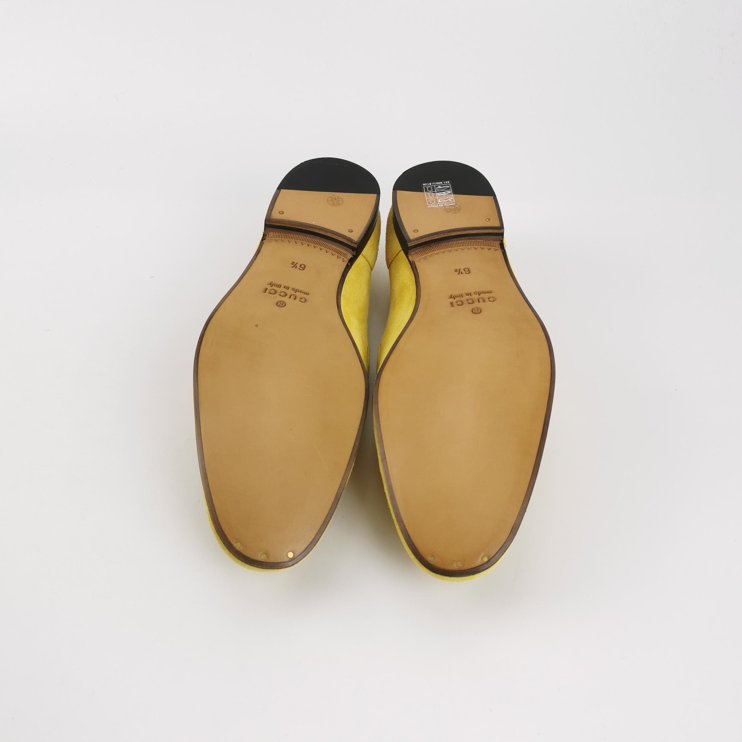 Gucci Gucci Yellow Suede Jordaan Horsebit Loafers US 7.5 Size US 7 / EU 40 - 6 Thumbnail