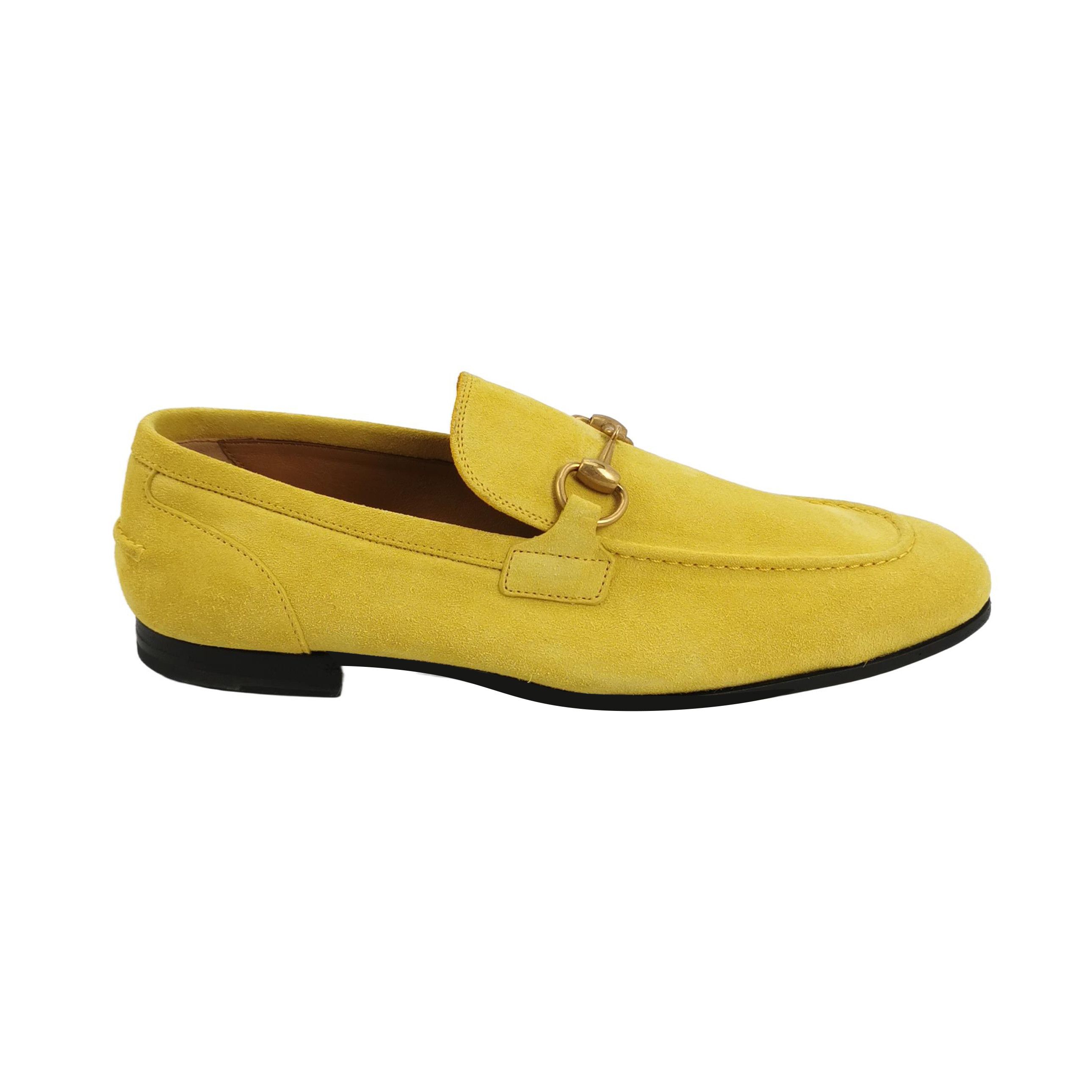 Gucci Gucci Yellow Suede Jordaan Horsebit Loafers US 7.5 Size US 7 / EU 40 - 2 Thumbnail