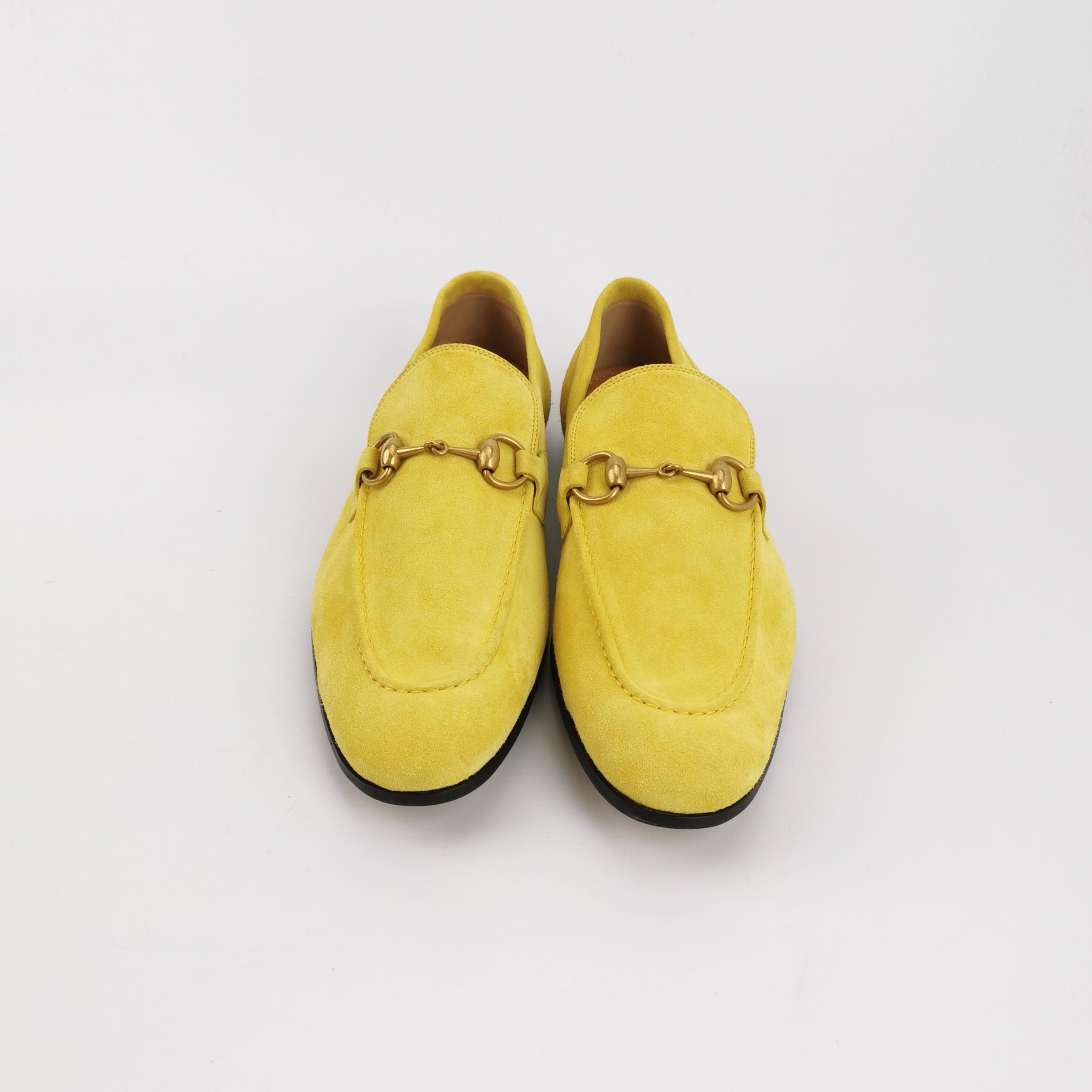 Gucci Gucci Yellow Suede Jordaan Horsebit Loafers US 7.5 Size US 7 / EU 40 - 4 Thumbnail