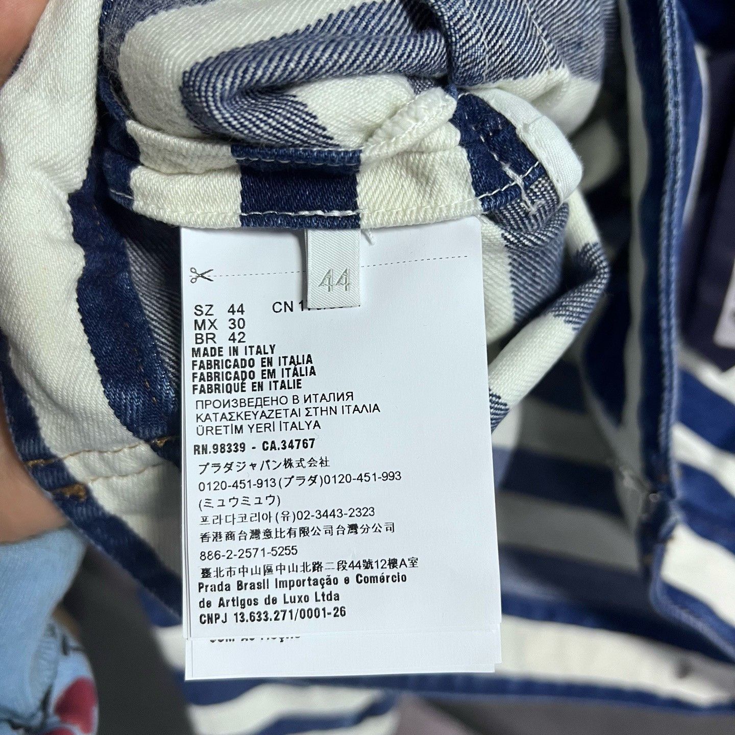 Prada Prada Denim Striped Blue Jacket us_2 Women Size XS / US 0-2 / IT 36-38 - 4 Thumbnail