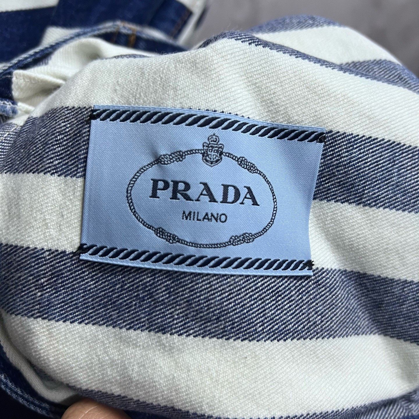 Prada Prada Denim Striped Blue Jacket us_2 Women Size XS / US 0-2 / IT 36-38 - 2 Thumbnail