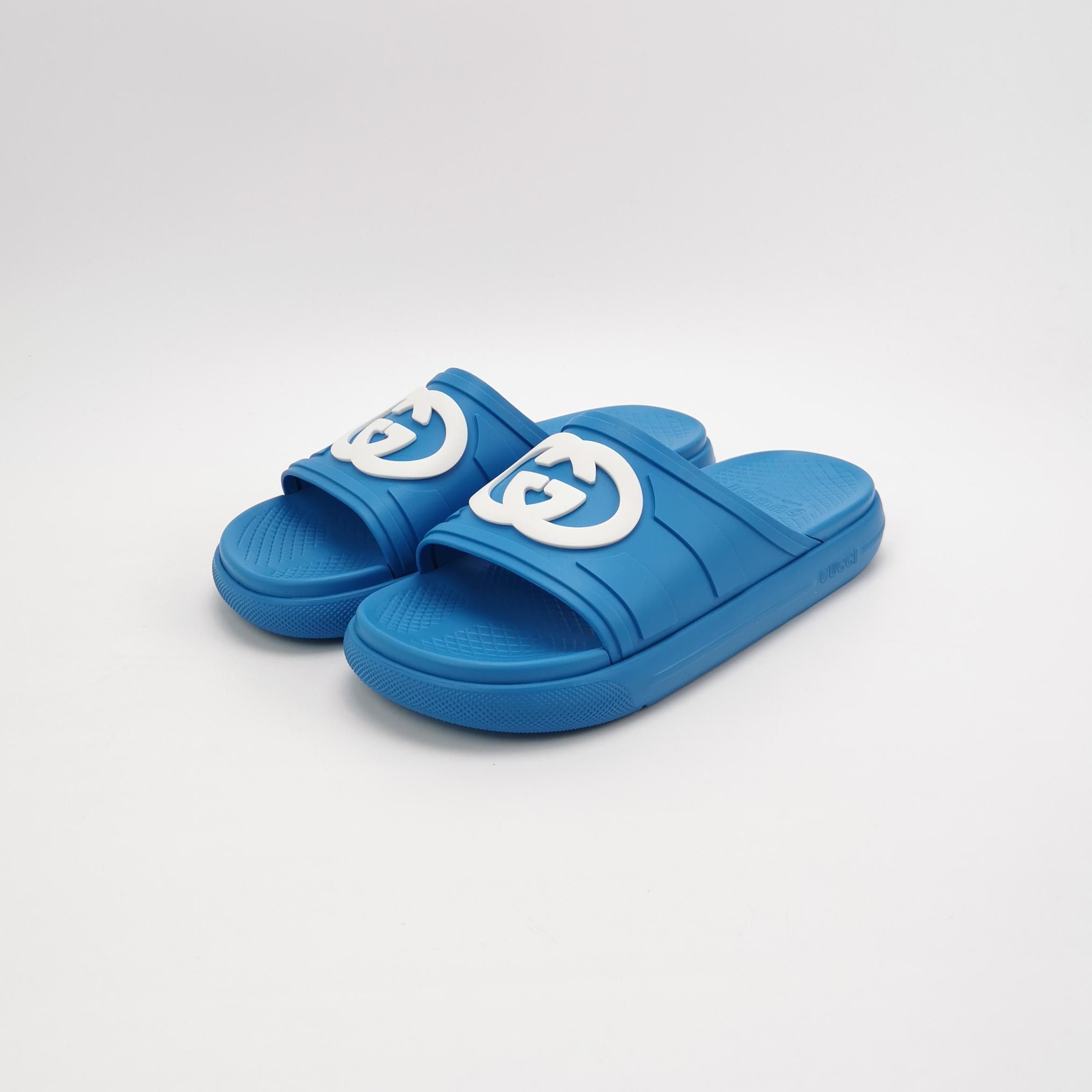 Gucci Gucci Interlocking G Blue Rubber Slides 44 Size US 11 / EU 44 - 3 Thumbnail