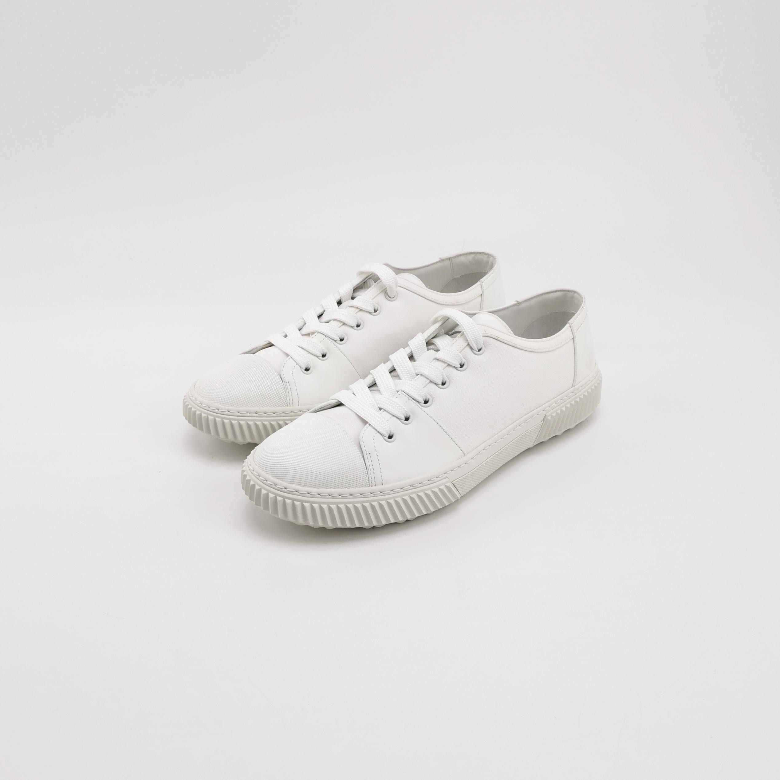 Prada Prada White Leather Nylon Sneakers Size 41 Size US 8 / EU 41 - 3 Thumbnail