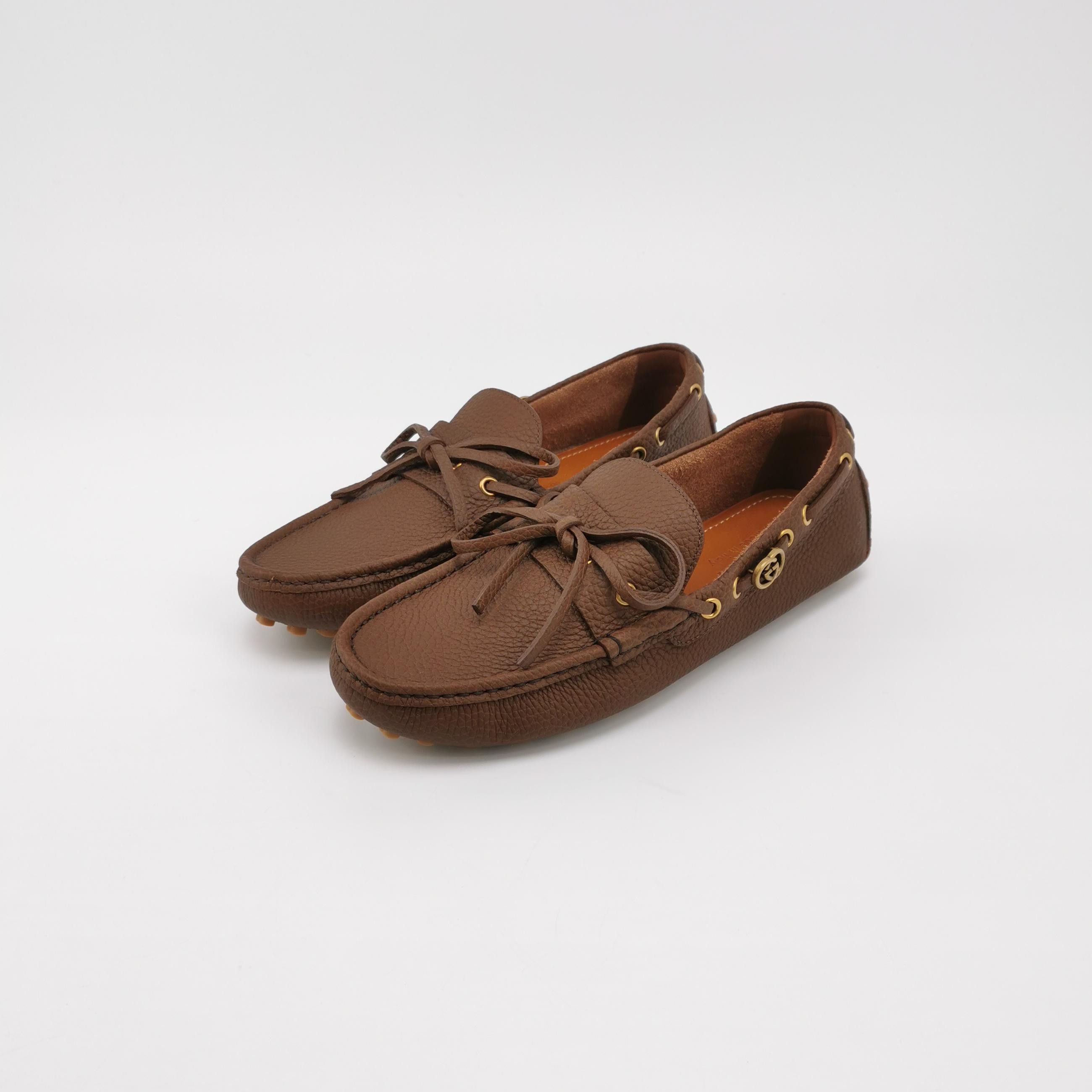 Gucci Gucci Brown Leather Interlocking G Driving Shoes 39 Size US 6 / EU 39 - 3 Thumbnail