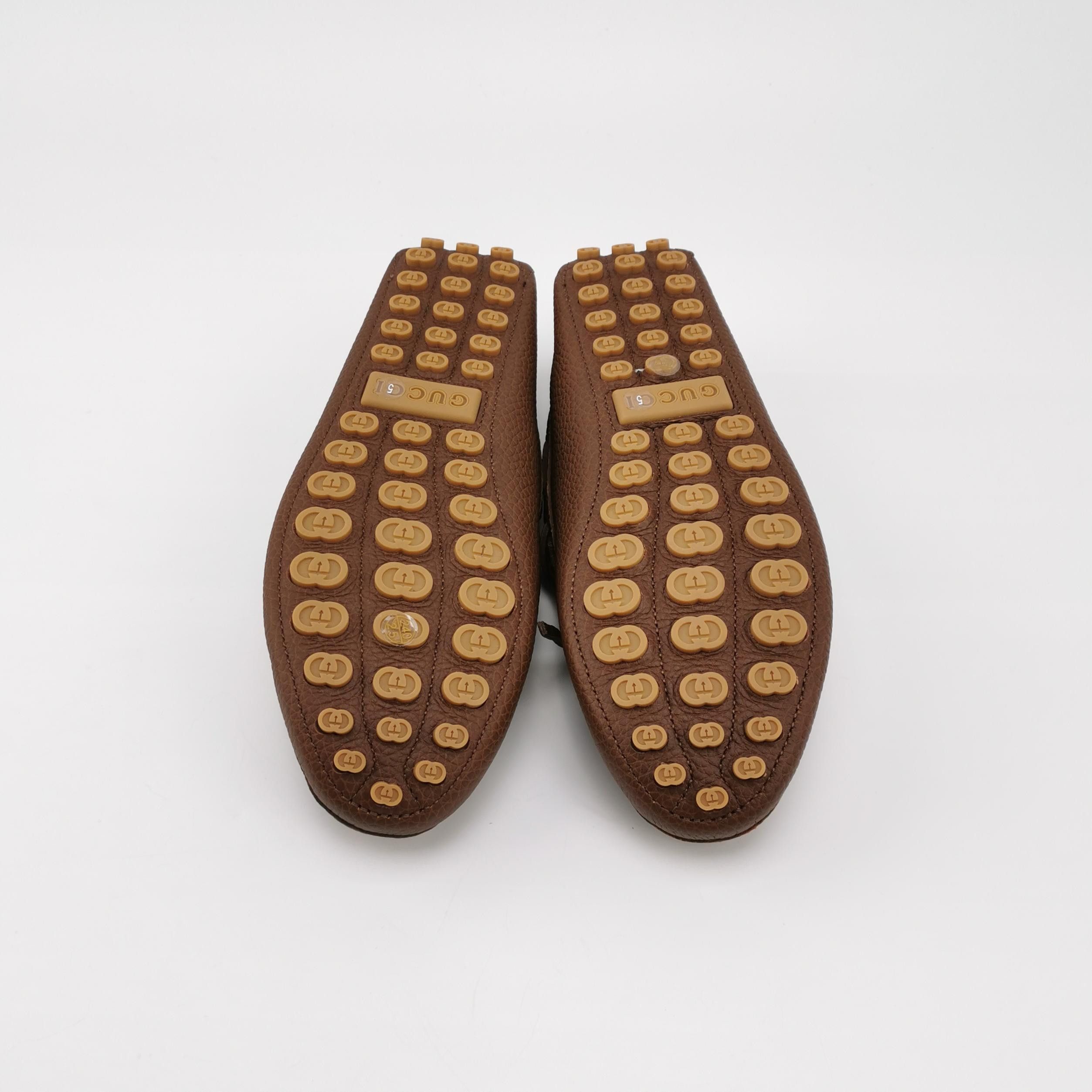 Gucci Gucci Brown Leather Interlocking G Driving Shoes 39 Size US 6 / EU 39 - 6 Thumbnail