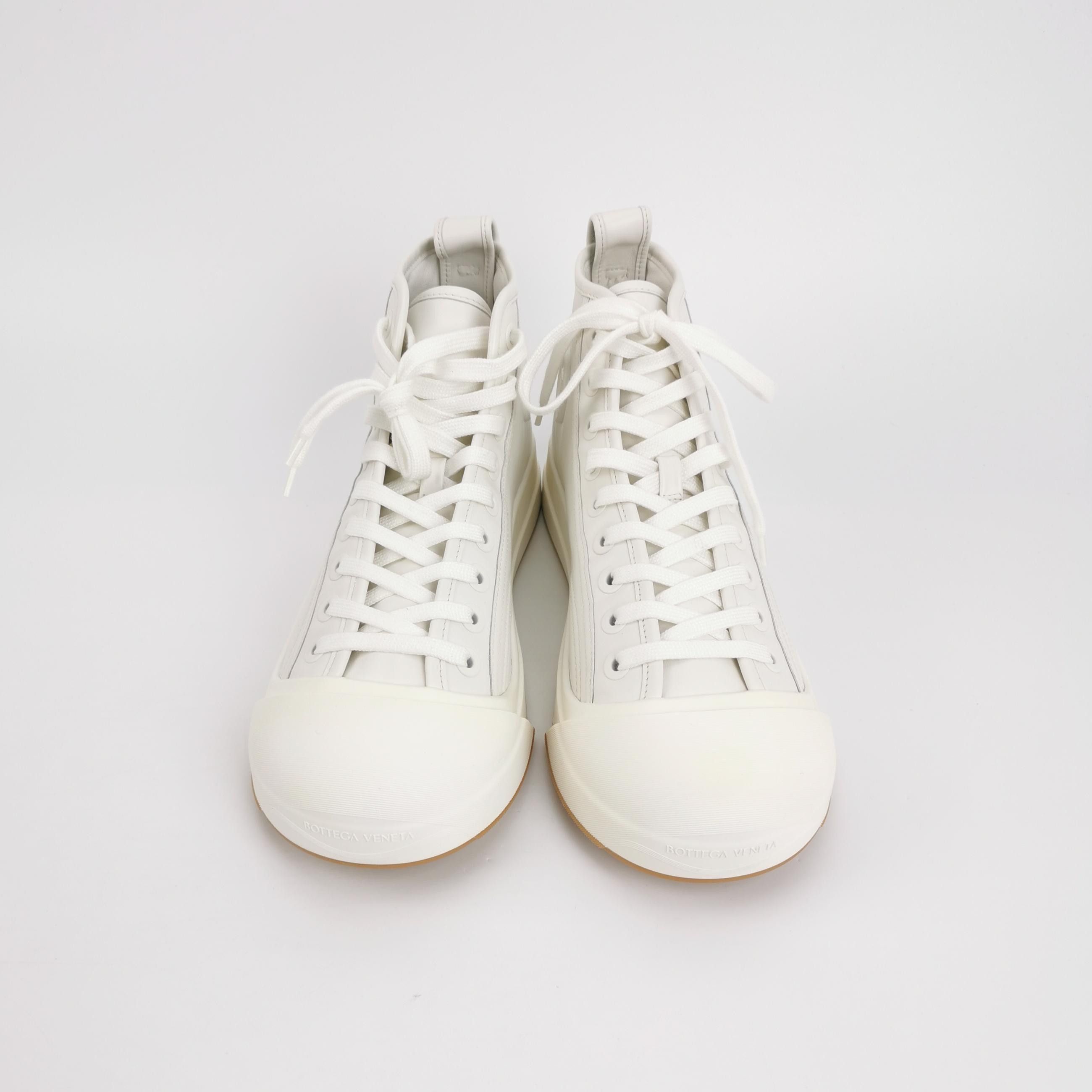 Bottega Veneta Bottega Veneta White Leather Hi-Top Sneakers 40 Size US 7 / EU 40 - 4 Thumbnail