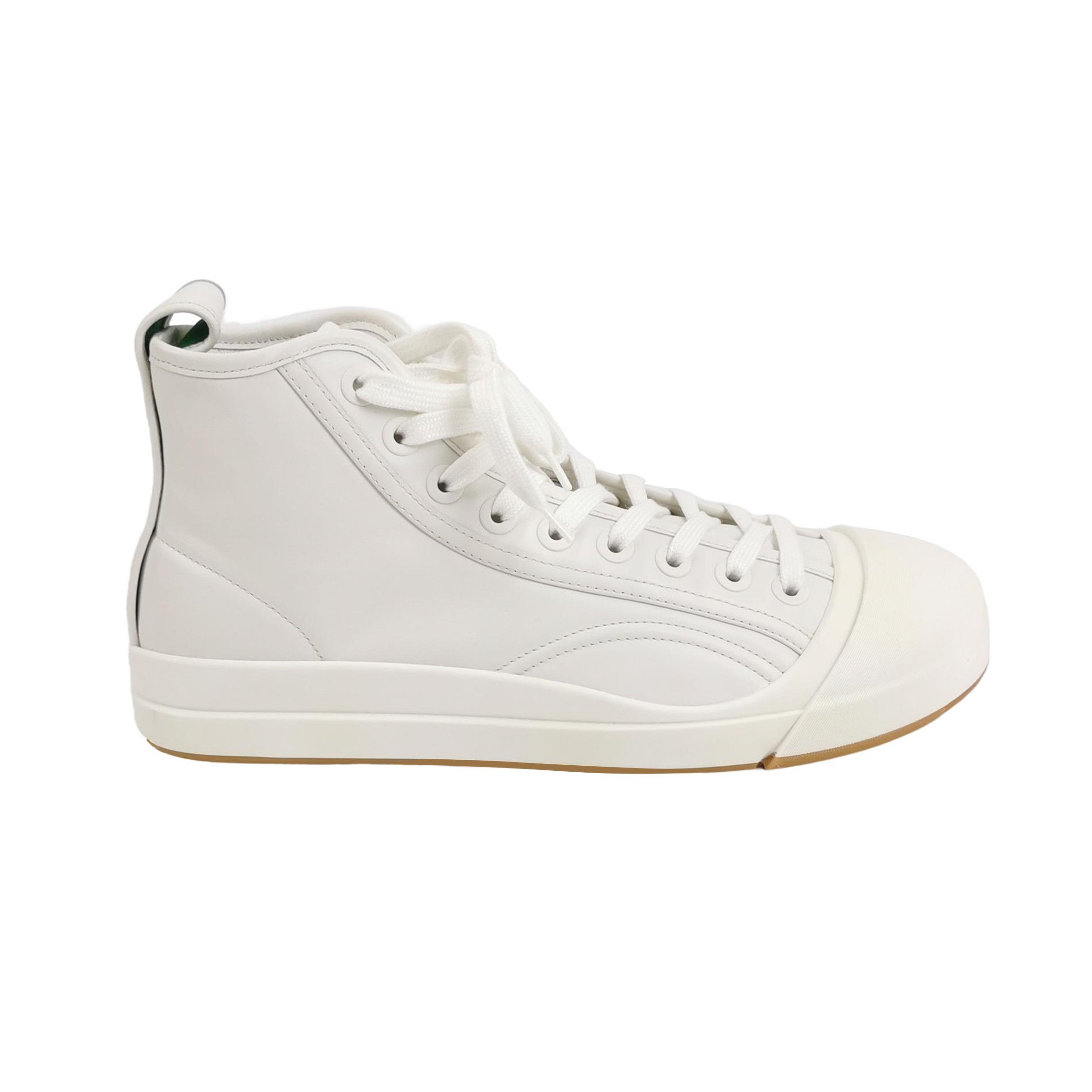 Bottega Veneta Bottega Veneta White Leather Hi-Top Sneakers 40 Size US 7 / EU 40 - 2 Thumbnail