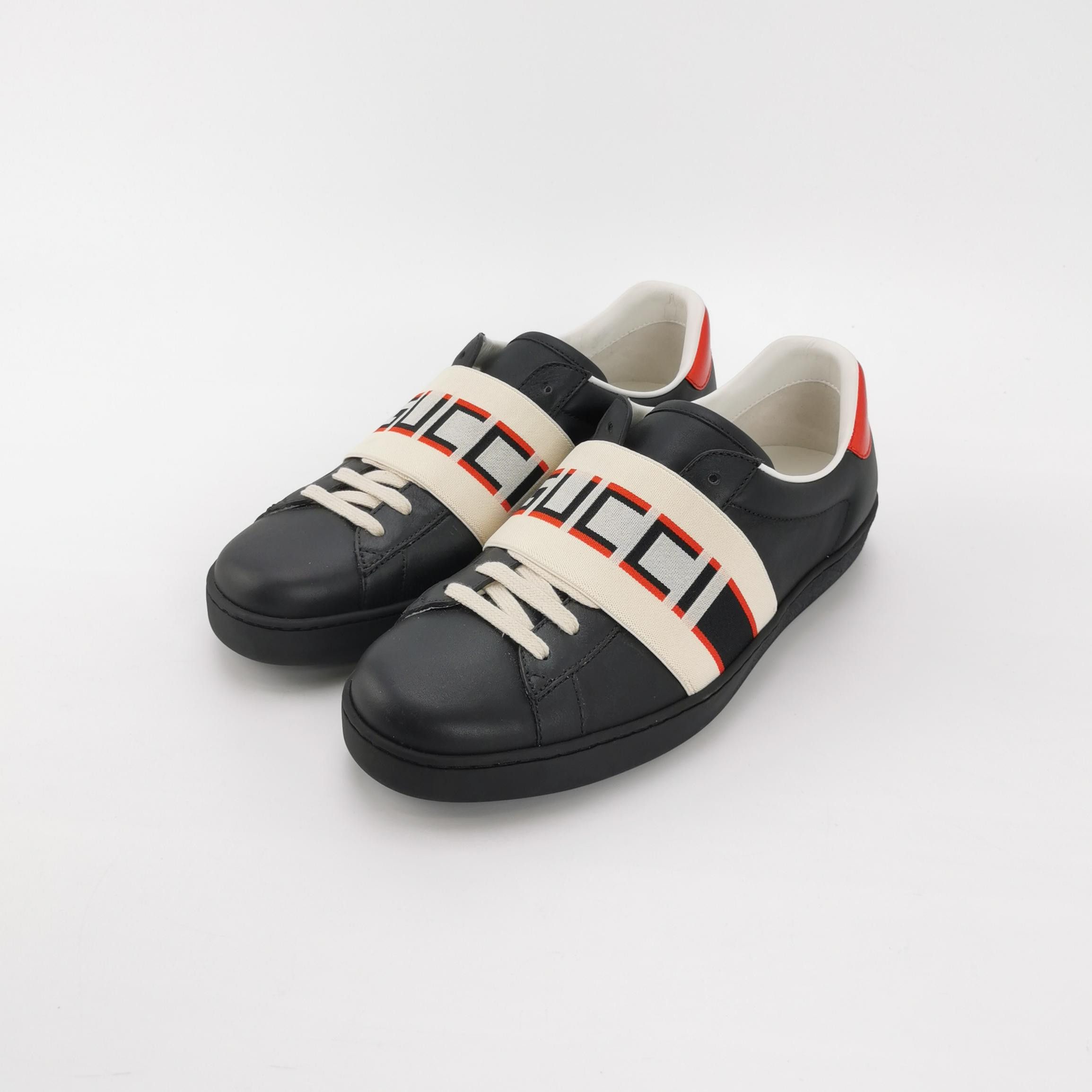 Gucci Gucci Ace Logo Elastic Strap Sneakers 39.5 Size US 6 / EU 39 - 3 Thumbnail
