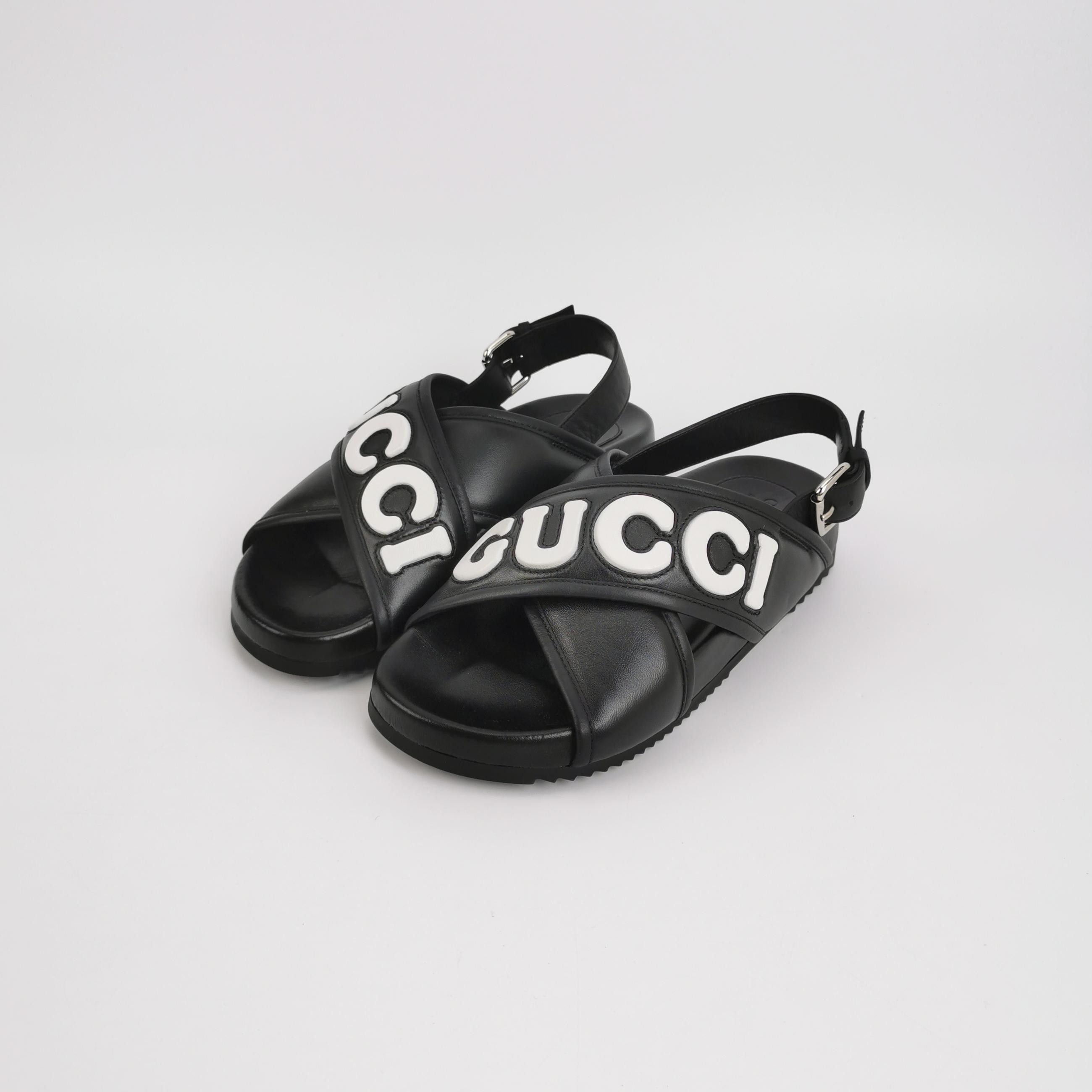 Gucci Gucci Logo Leather Sandals Size EU 39 Size US 6 / EU 39 - 3 Thumbnail
