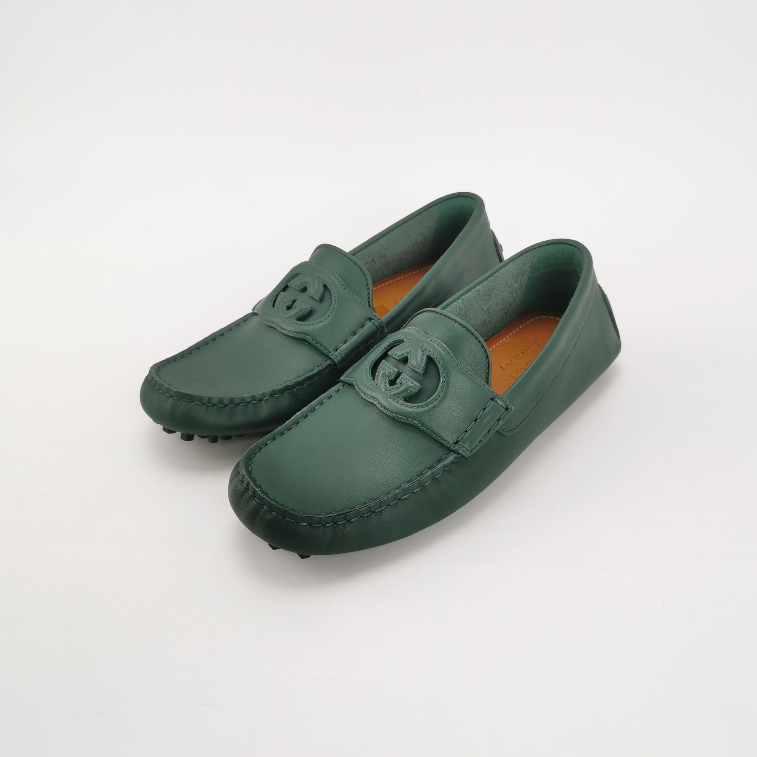 Gucci Gucci Interlocking G Green Leather Loafers 4.5 Size US 5.5 / EU 38 - 3 Thumbnail