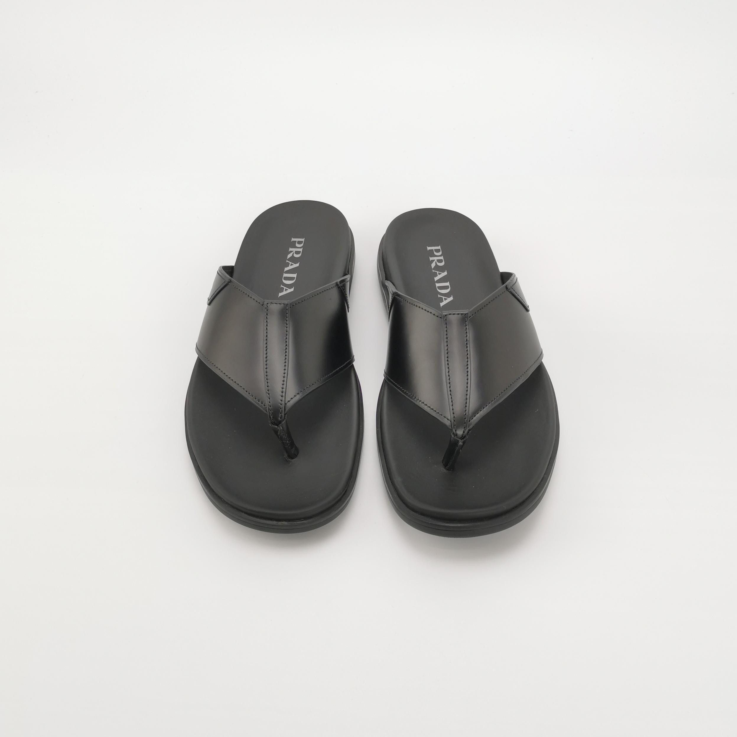 Prada Prada Logo Leather Flip Flops EU 40 Size US 7 / EU 40 - 4 Thumbnail