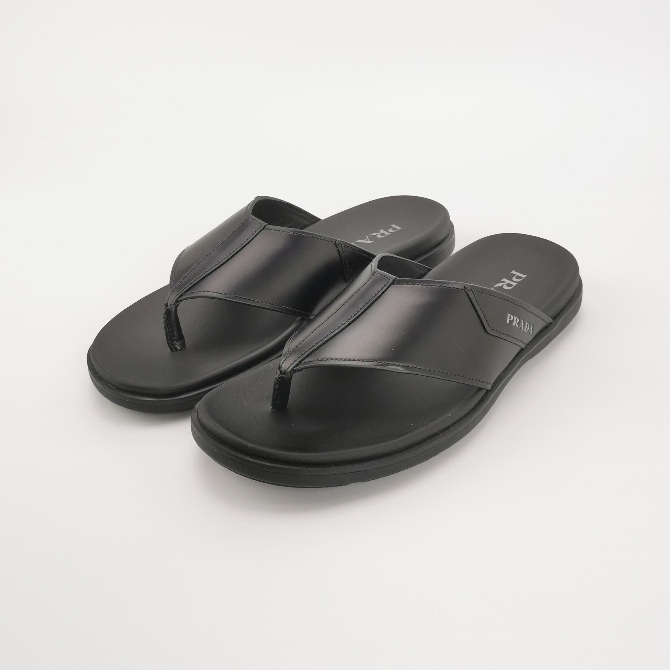 Prada Prada Logo Leather Flip Flops EU 40 Size US 7 / EU 40 - 3 Thumbnail