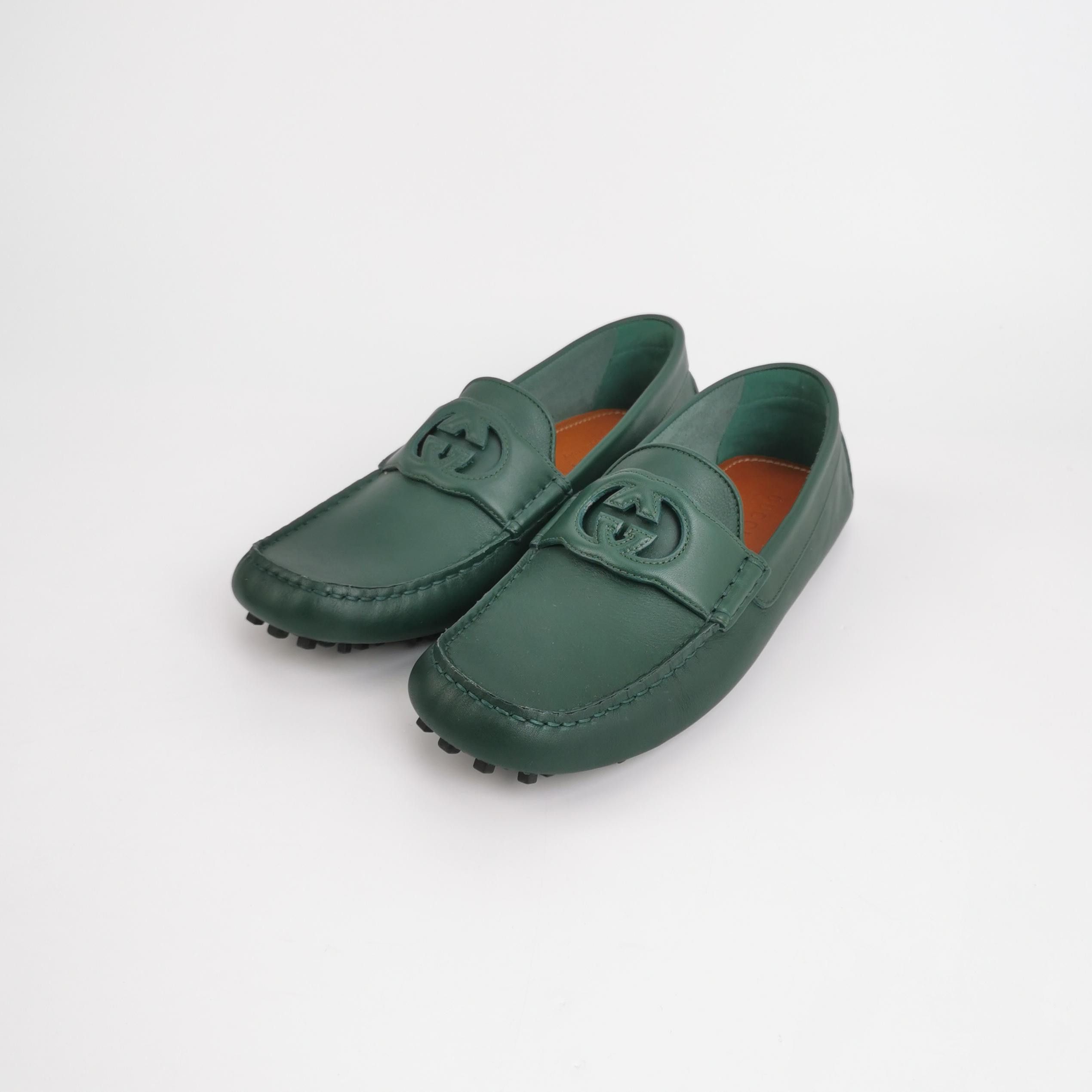 Gucci Gucci Green Leather Cutout G Drivers 42.5 Size US 9 / EU 42 - 3 Thumbnail