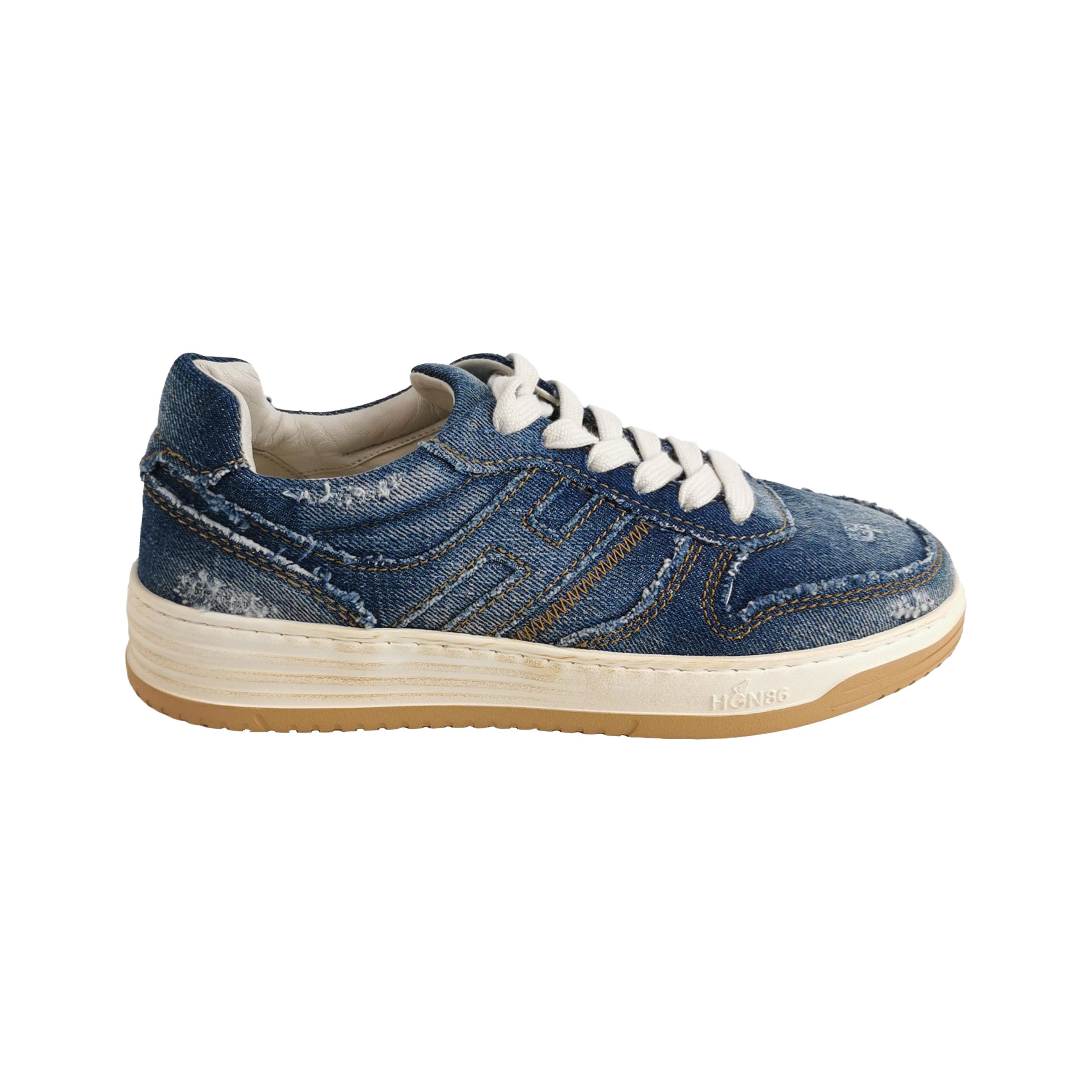Hogan Hogan Distressed Denim Canvas Low-Top Sneakers 38 Size US 5.5 / EU 38 - 2 Thumbnail