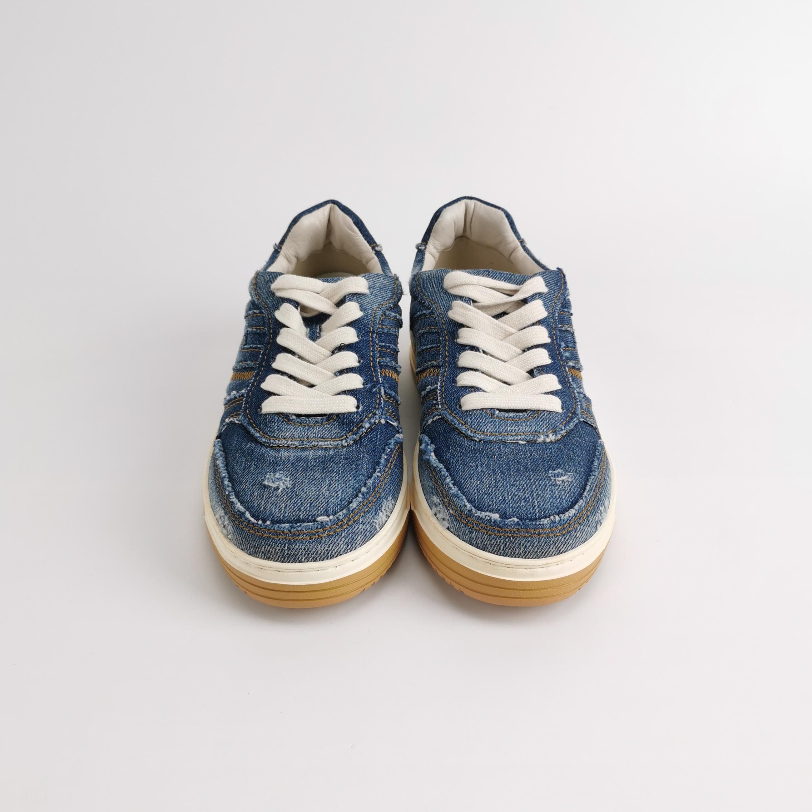 Hogan Hogan Distressed Denim Canvas Low-Top Sneakers 38 Size US 5.5 / EU 38 - 4 Thumbnail