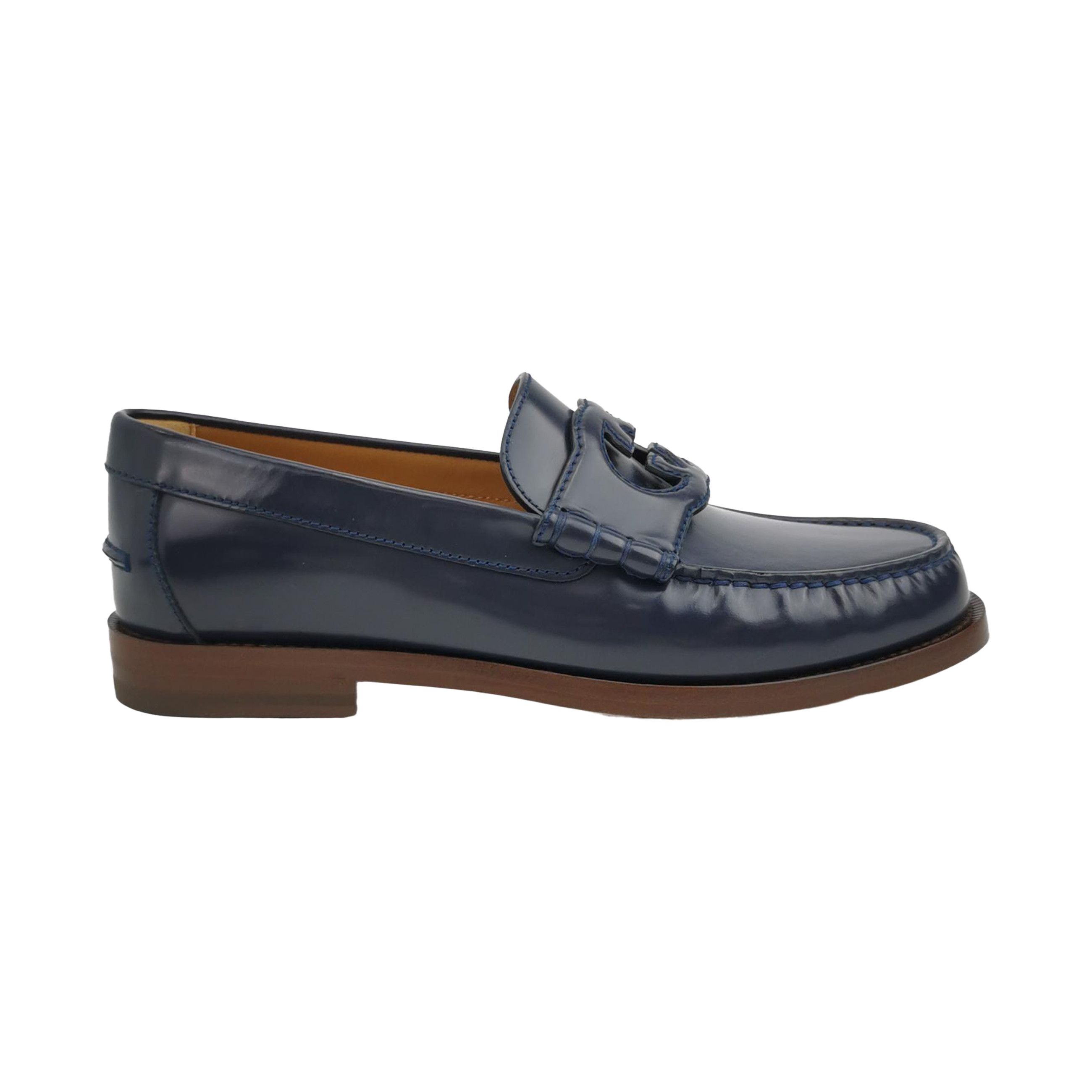 Gucci Gucci Interlocking G Navy Leather Loafers 5.5 Size US 6 / EU 39 - 2 Thumbnail
