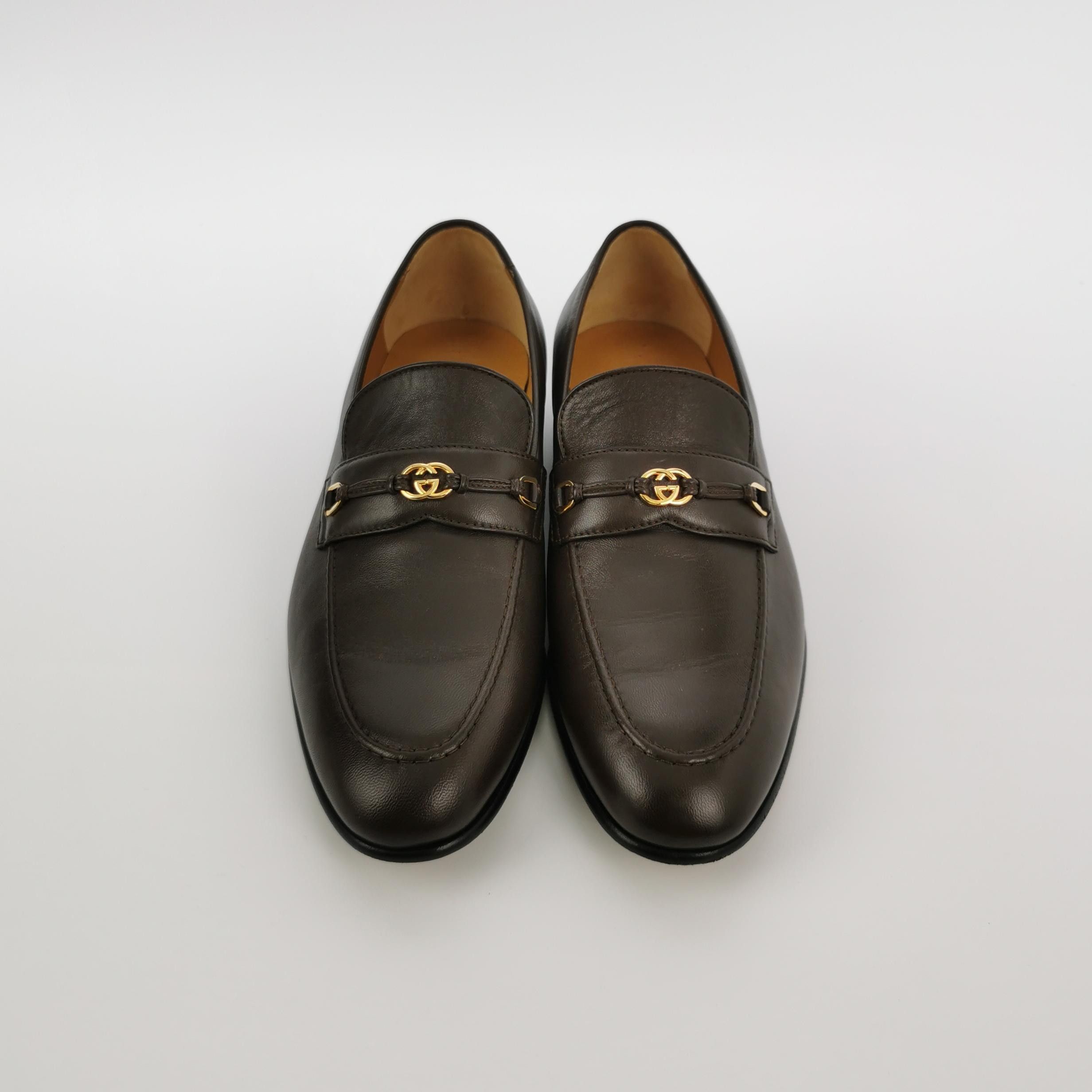 Gucci Gucci Interlocking G Brown Leather Loafers 6 Size US 7 / EU 40 - 4 Thumbnail
