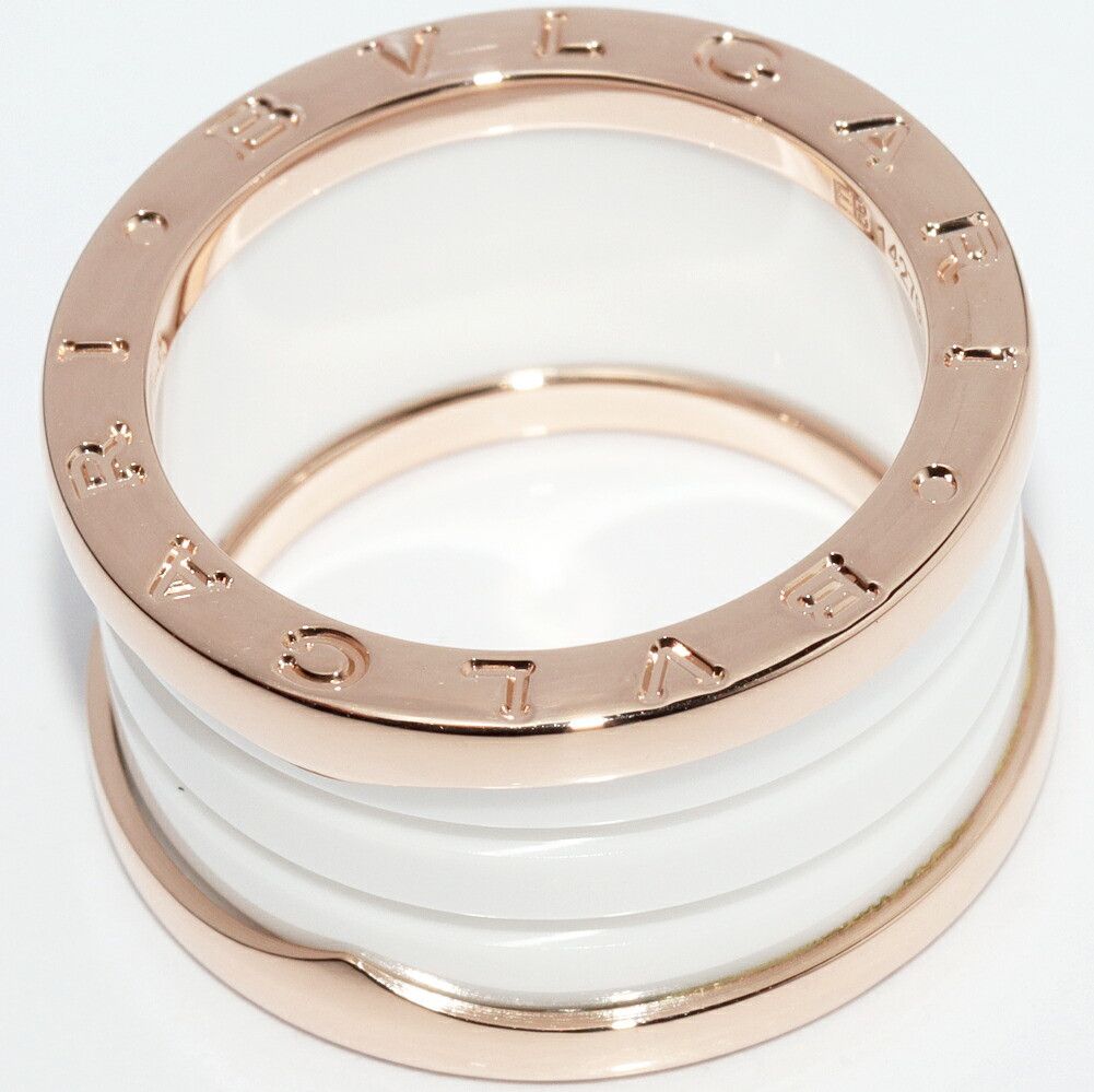 Bvlgari Bvlgari Bvlgari B.zero1 Au750 Pink Gold White Ceramic Ring Size 54 Precious Metal Ring DUTY FREE for USA Size ONE SIZE - 3 Thumbnail