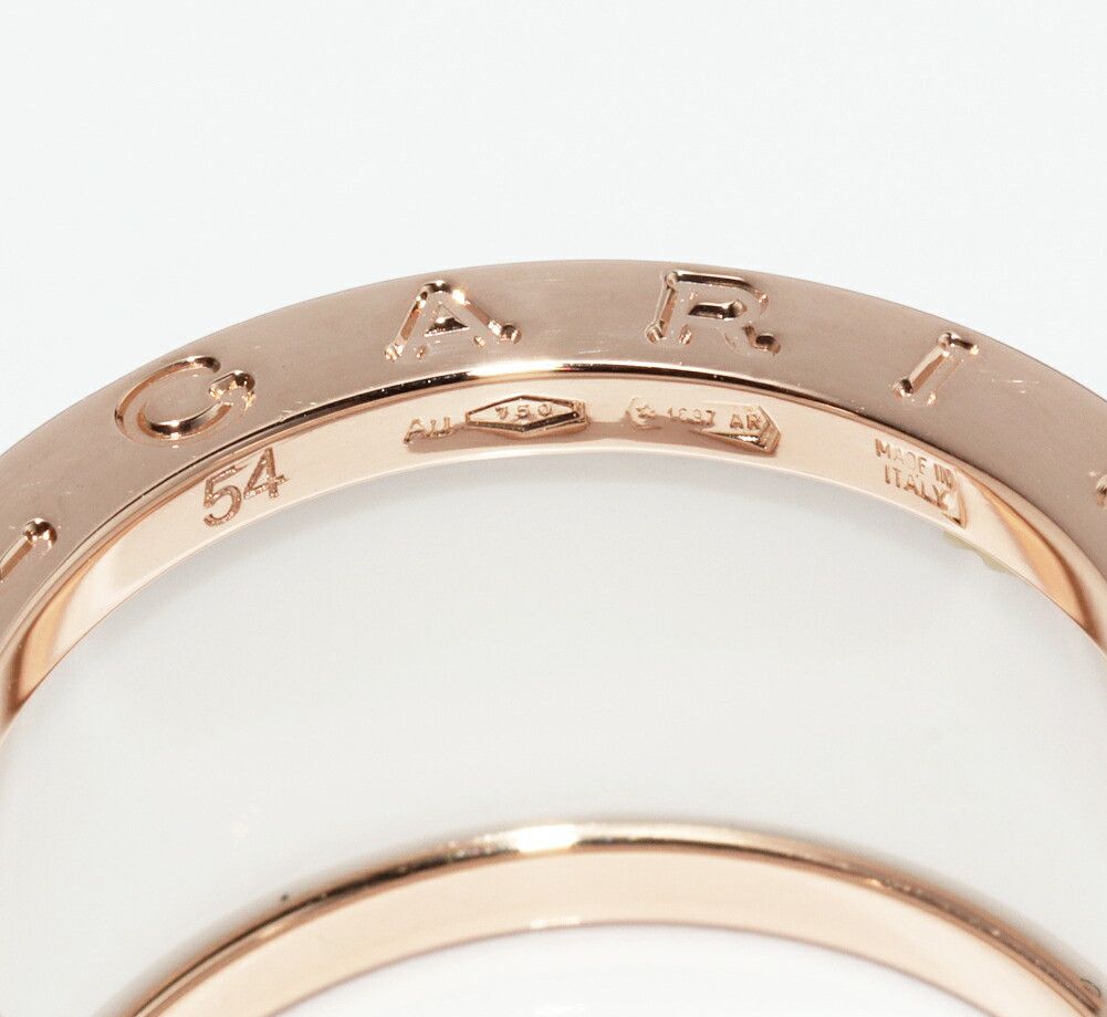 Bvlgari Bvlgari Bvlgari B.zero1 Au750 Pink Gold White Ceramic Ring Size 54 Precious Metal Ring DUTY FREE for USA Size ONE SIZE - 4 Thumbnail